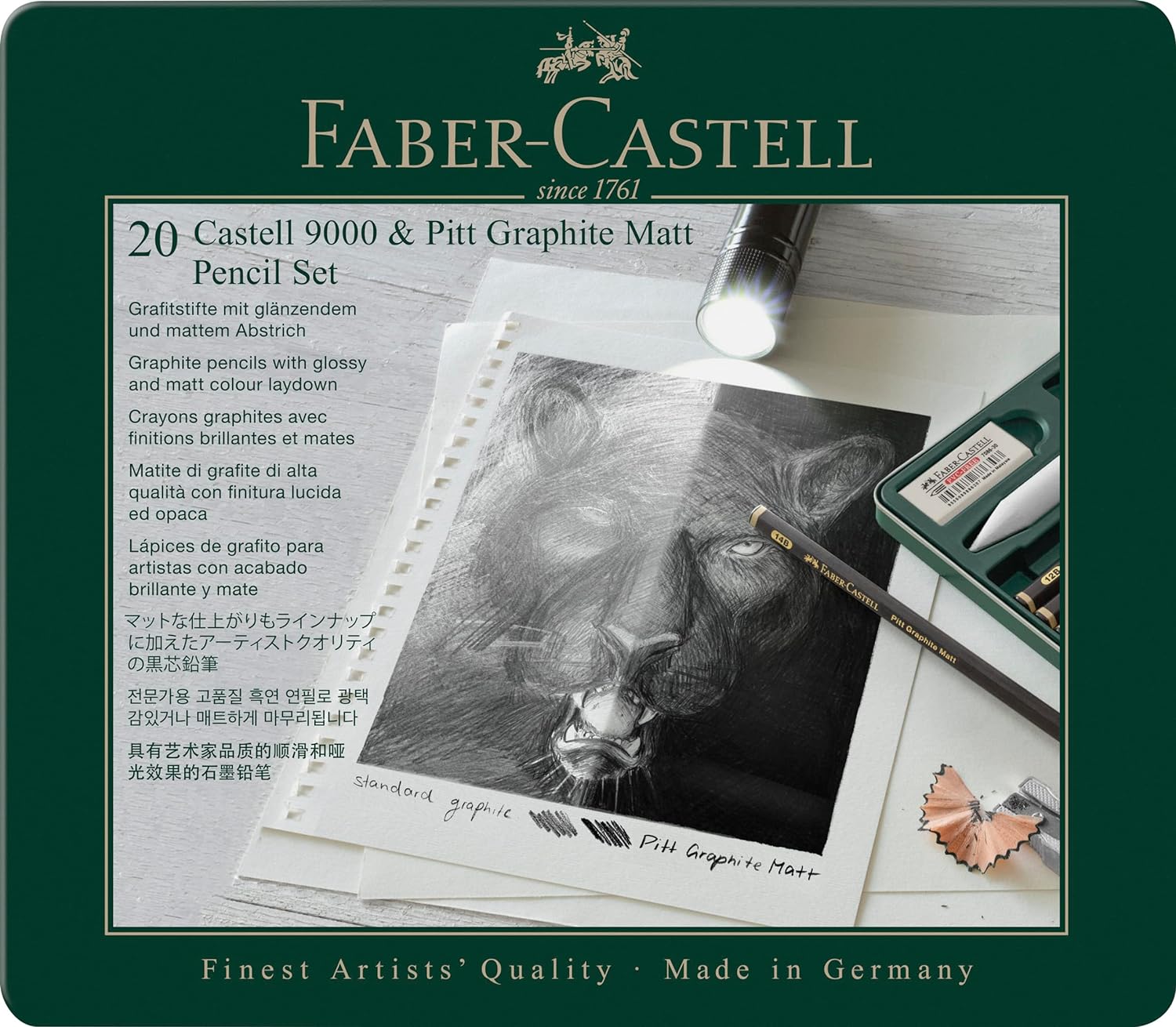 Faber-Castell 9000 & Pitt Graphite Matt Pencil Set, gray (115224