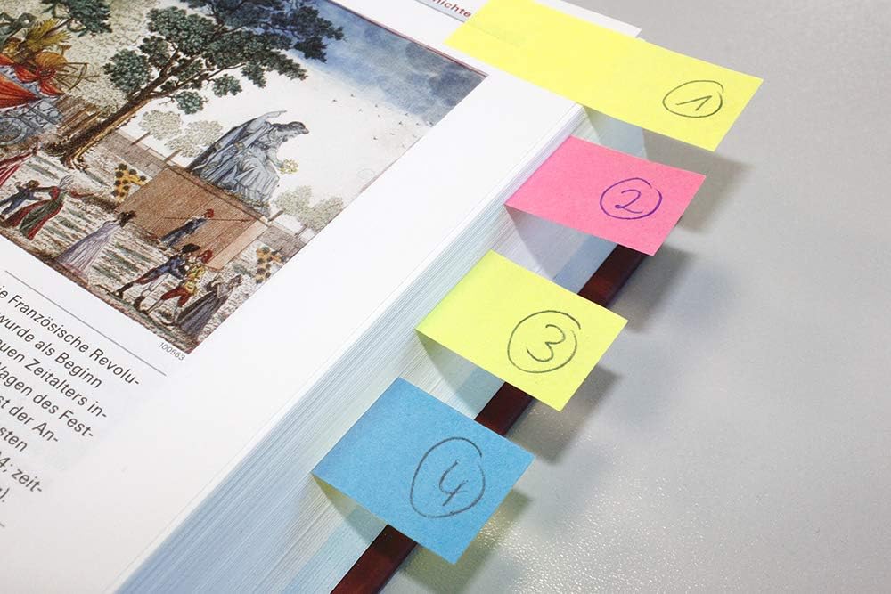 inFO Notes Pagemarker Mix, 4 Pads of 100 Sheets, 15 x 50 mm per Pad, Packed in an Environmentally Friendly Cardboard (Without Foil), FSC Certified Paper