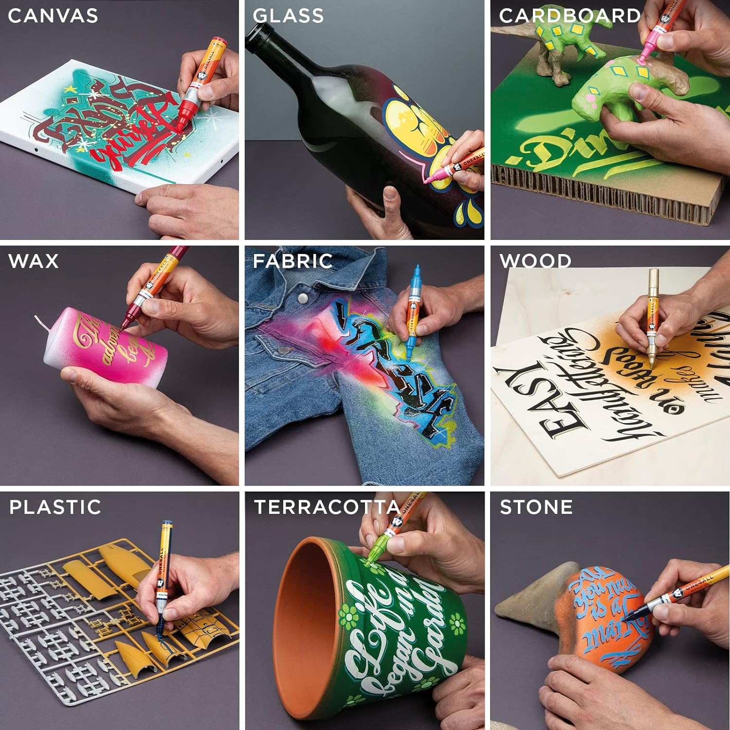 Molotow One4All 127HS Acryl Marker Basic-Set 2 (2,0 mm Strichstärke, hochdeckend und permanent, UV-beständig, für fast alle Untergründe) 6 Stück sortiert