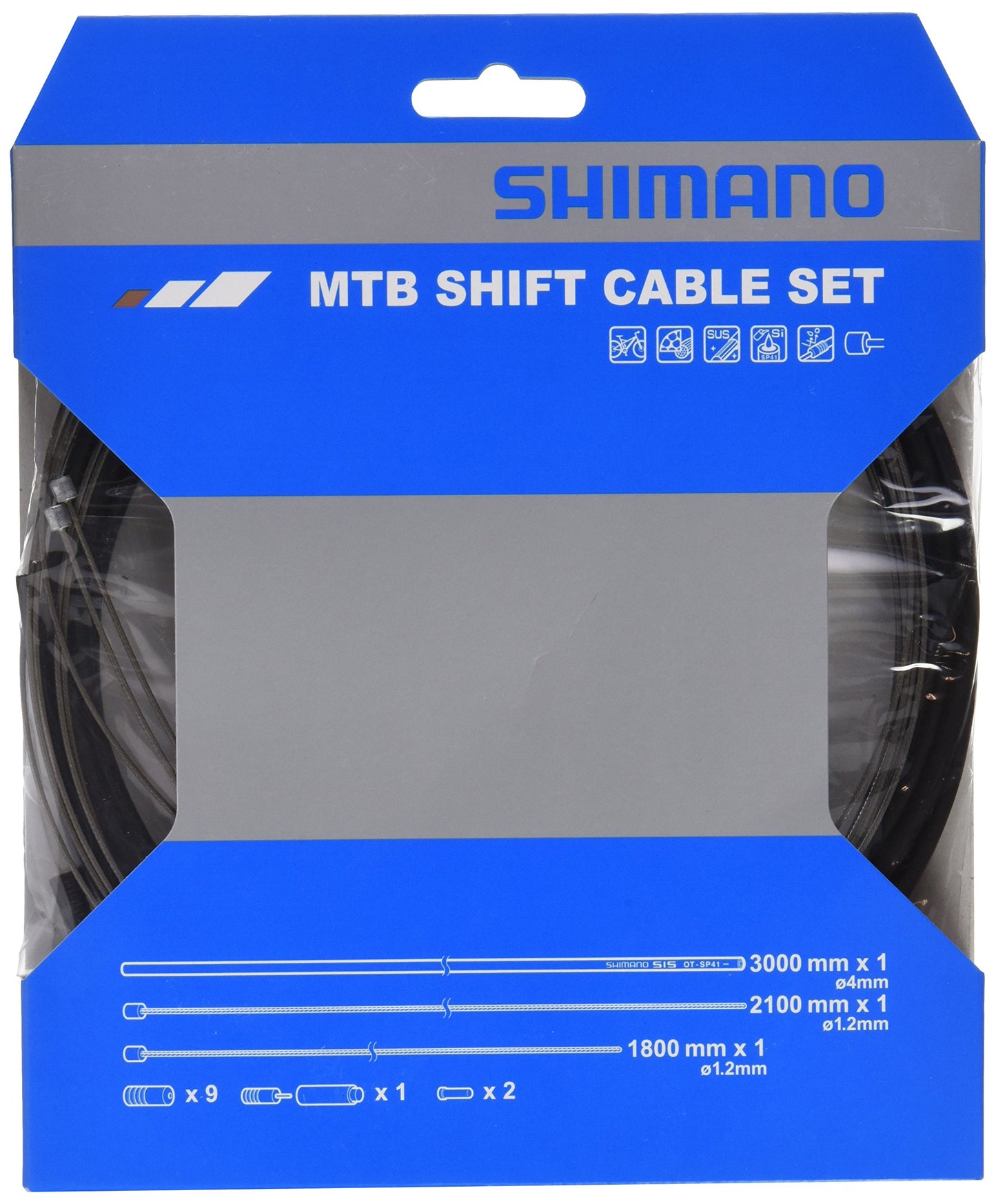Shimano MTB gear cable set, stainless steel inner wire, black