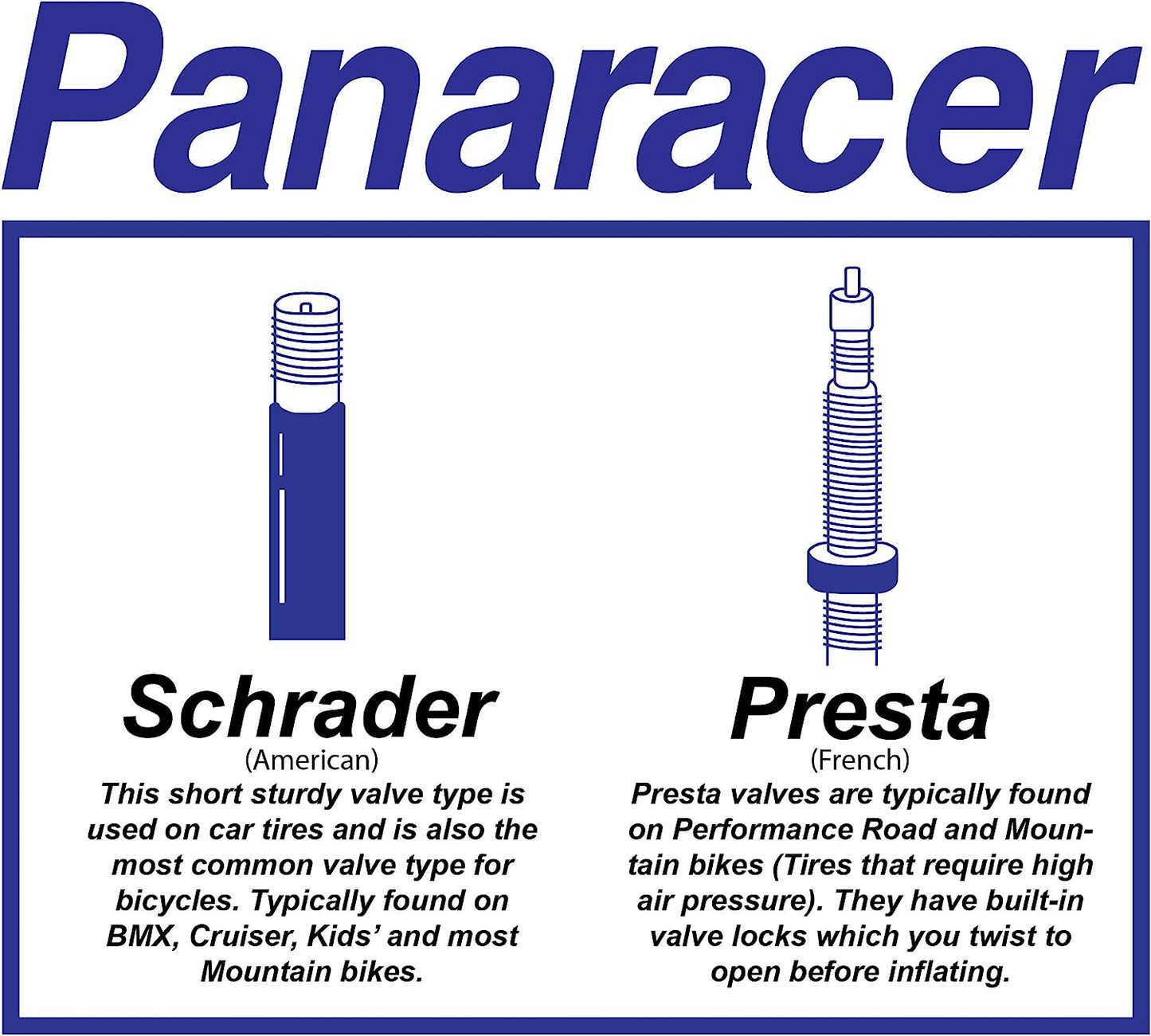 Panaracer Bicycle Tube, Schrader Valve, many different sizes, 35-48-60 mm valves, single or two pack 20x1.25 35mm stem 1 Pack