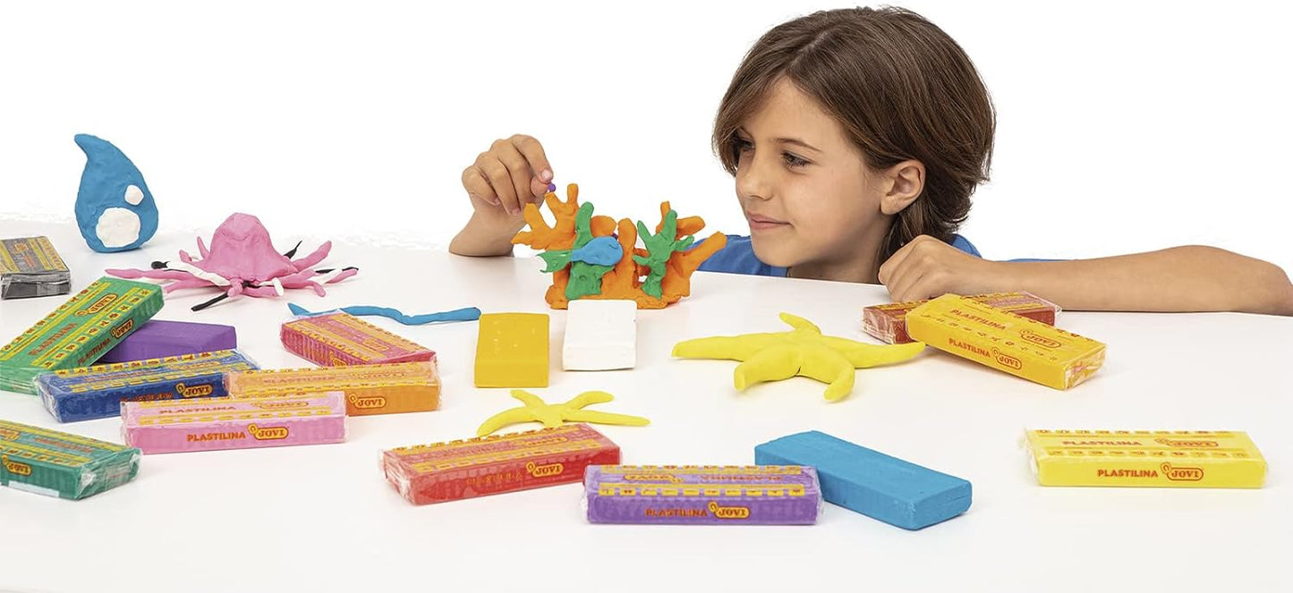 Jovi Plastilina Reusable Non-Drying Modeling Clay; .5 oz. Rolls, Set of 6 Colors, Perfect for Arts and Crafts Projects