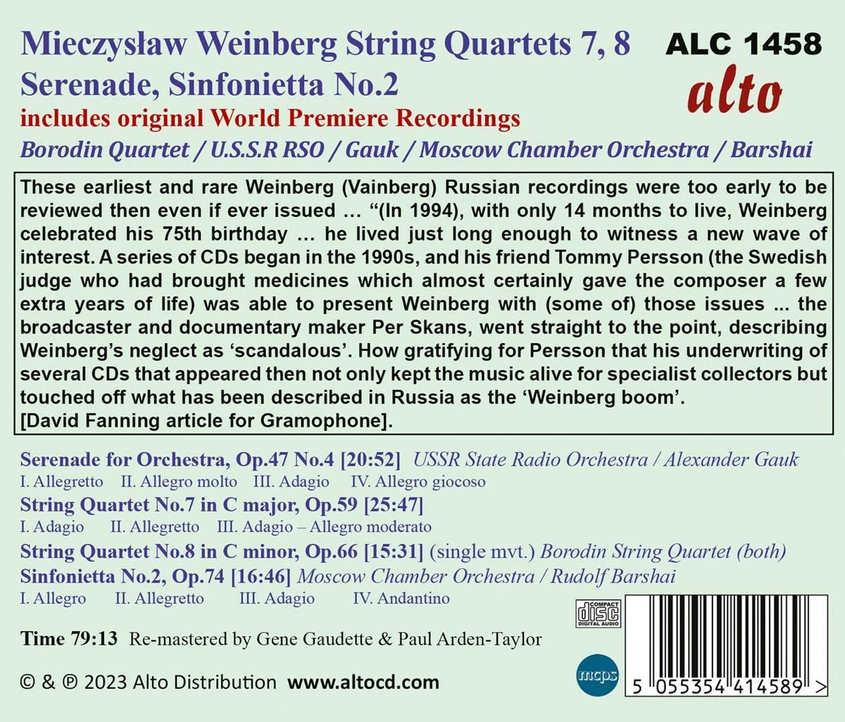 Mieczyslaw Weinberg: String Quartets Nos. 7 & 8, Serenade Op. 47/4