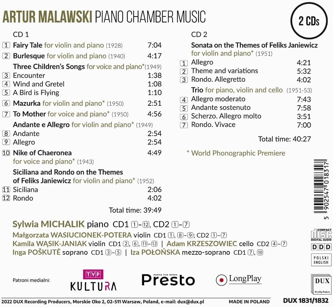 Artur Malawski: Piano Chamber Music