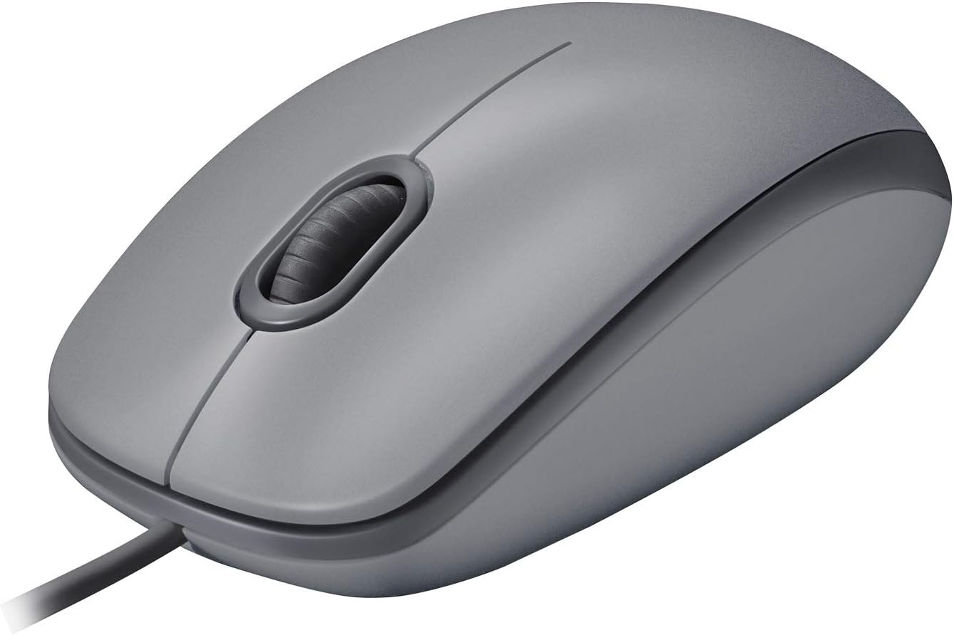 Logitech M110 Wired USB Mouse, Silent Buttons, Comfortable Full-Size Use Design, Ambidextrous PC/Mac/Laptop