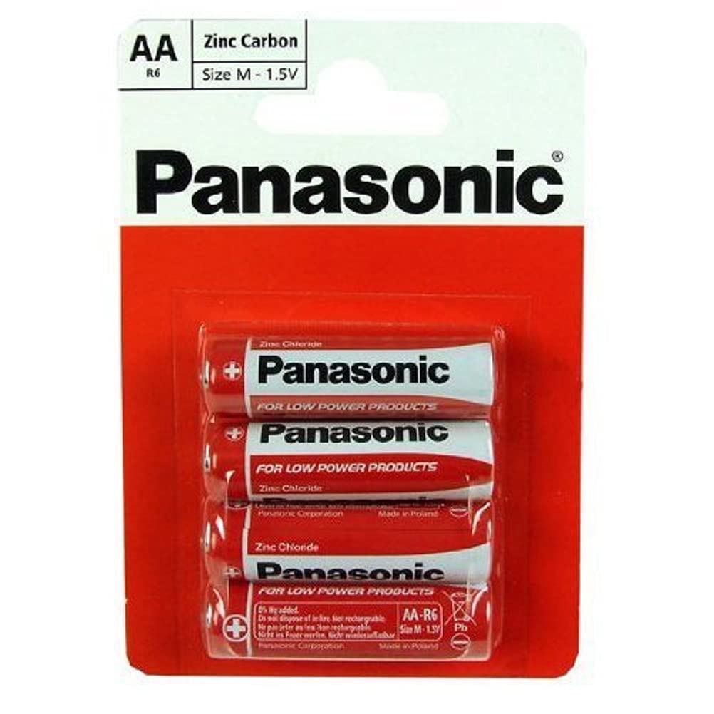 Panasonic Zinc Batteries AA R6 1.5V (Pack 4) - PANAR6RB4