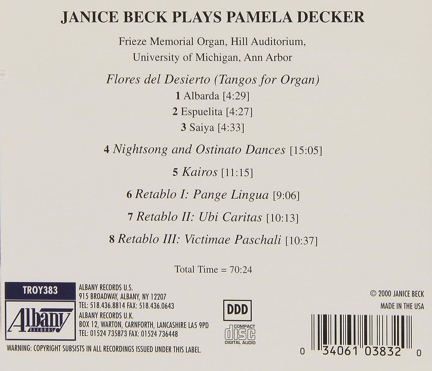 Organ Music of Pamela Decker