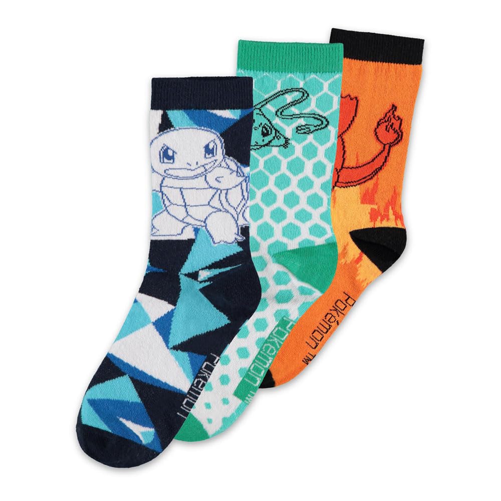DIFUZED Sport Pack 3 Pokemon Socks 39/42, Multicoloured, Size 6-8