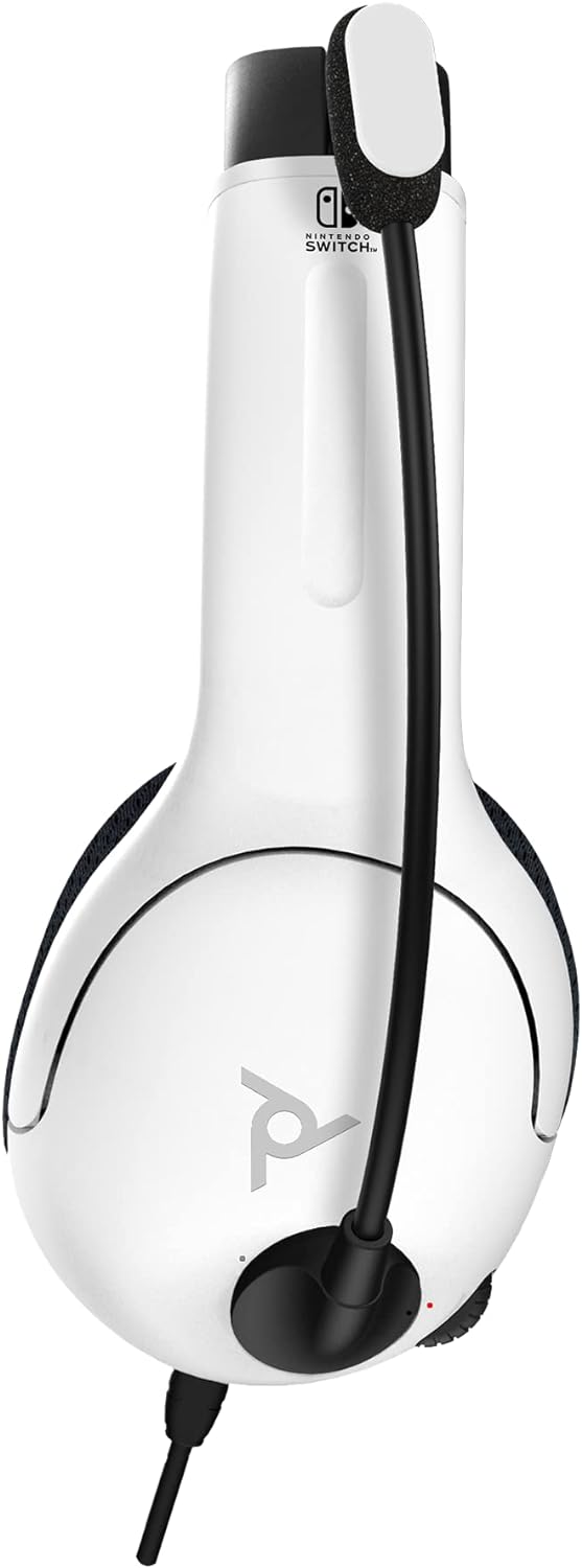 PDP Gaming AIRLITE Stereo Headset with Mic for Nintendo Switch/Switch Lite/OLED - Wired Power Noise Cancelling Microphone, Lightweight, Soft Comfort On Ear Headphones (Black & White