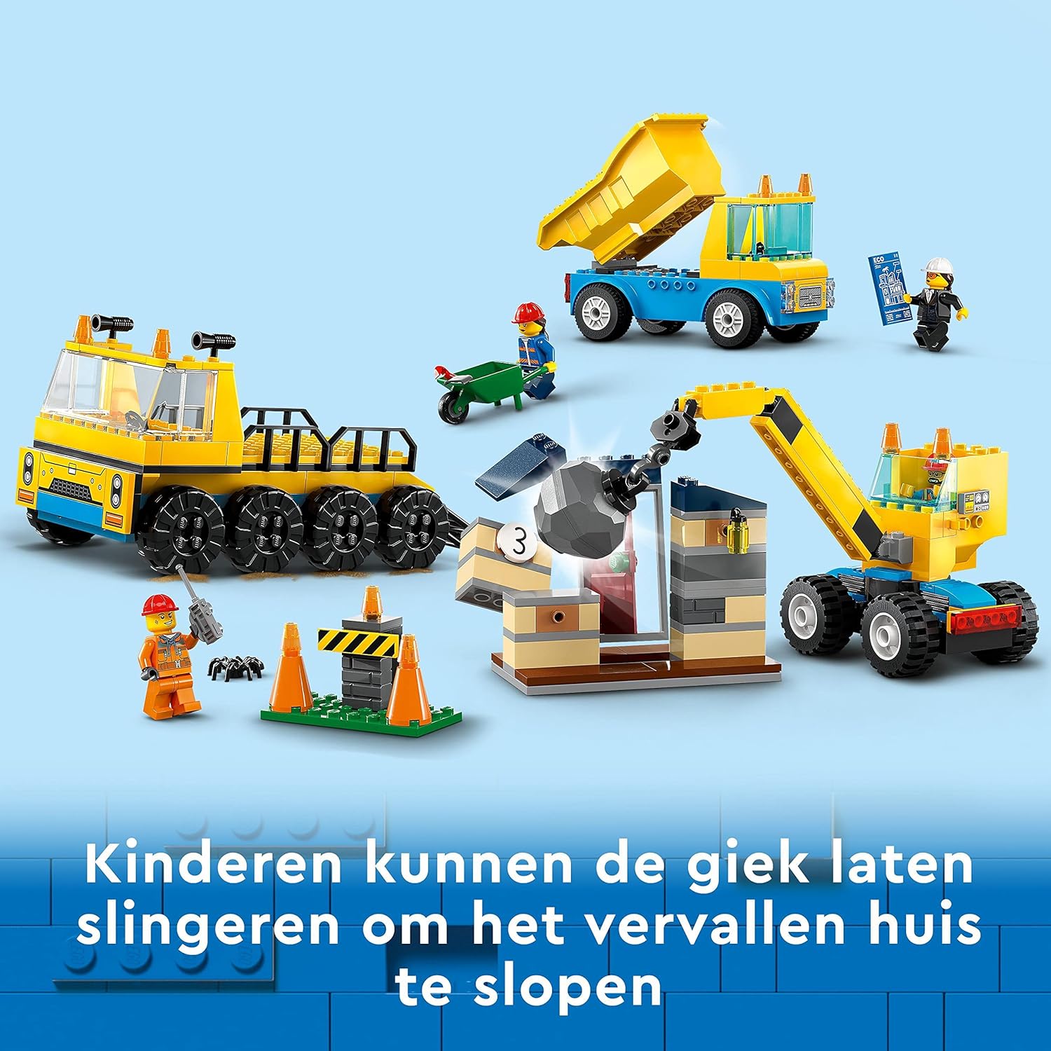LEGO 60391 City Construction Trucks and Wrecking Ball Crane Toys, Demolition Playset with Digger Toy & 60370 City Police Station Chase Playset with Car Toy and Motorbike, Breakout Jail