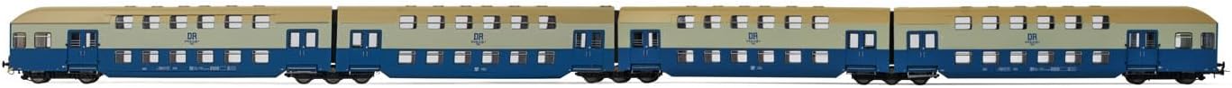DR Doppelstockwagen, 4 Einheiten, ohne Steuerkabine, blau-hellgrau lackiert, Epoche IV