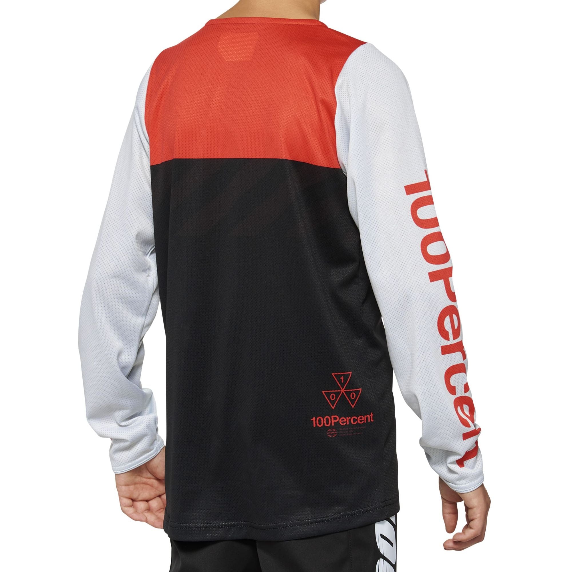 100% R-Core Long Sleeve Youth Jersey 2022 Black/Racer Red L