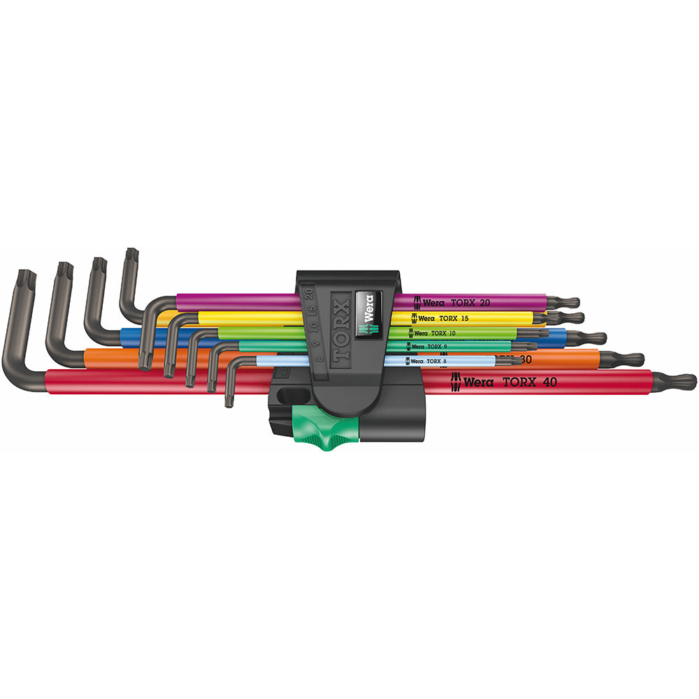 Wera 967 TX XL Multicolour 1 BlackLaser Long TORX® L-Key Set, TX 8-40, 9pc, 05024480001 & 3950 Spkl/9 Metric Hex Key Set Multicolour, Set of 9 Stainless Steel, Pack of 1 05022669001
