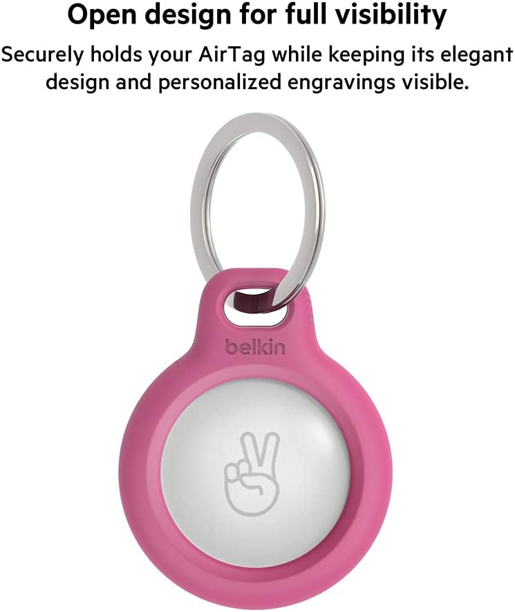 Belkin F8W973 AirTag Case with Key Ring (Secure Holder Protective Cover for Air Tag with Scratch Resistance Accessory
