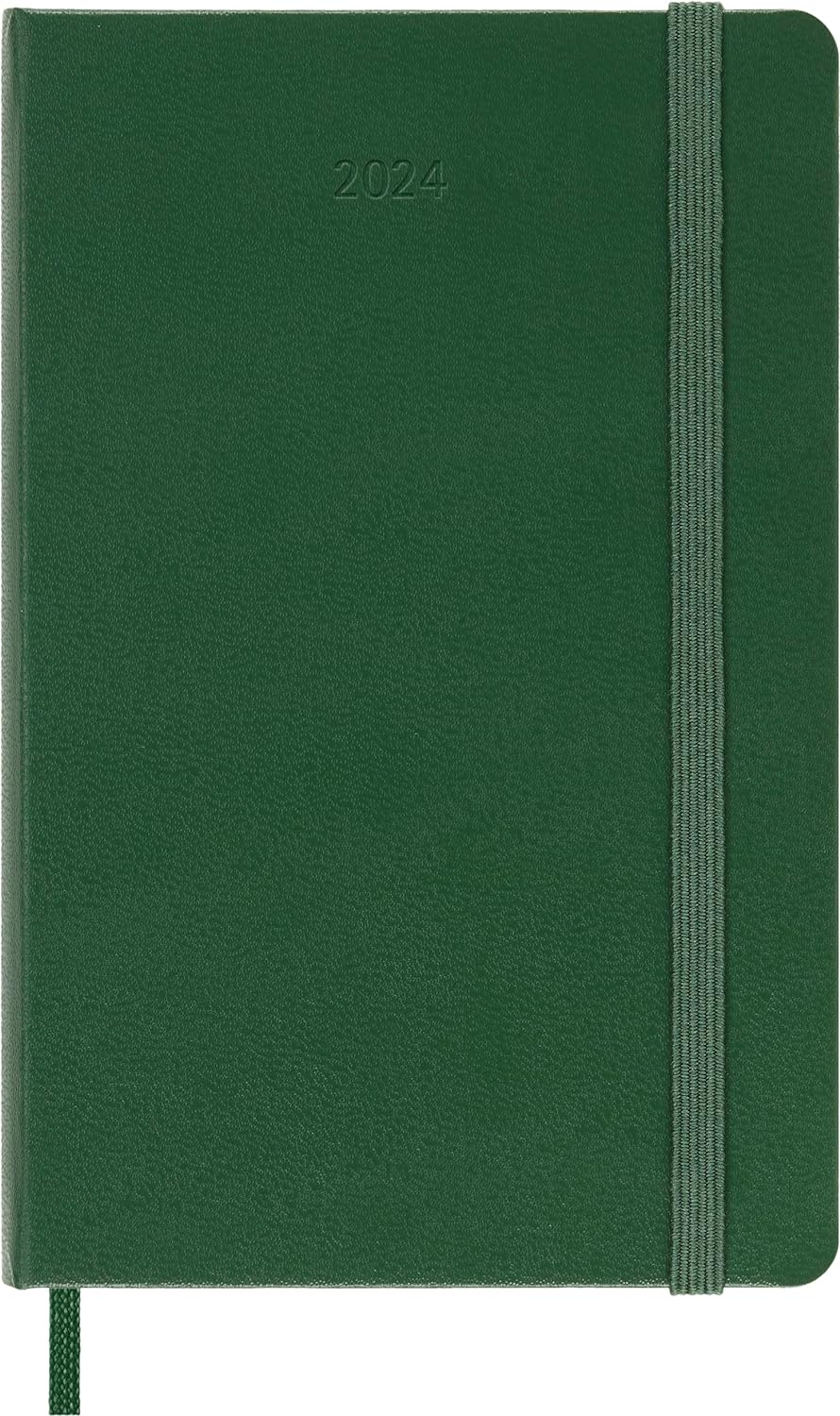Moleskine Daily Agenda 12 Months 2024, Agenda 2024, Size Pocket 9x14, Hard Cover and Elastic Closure, Colour