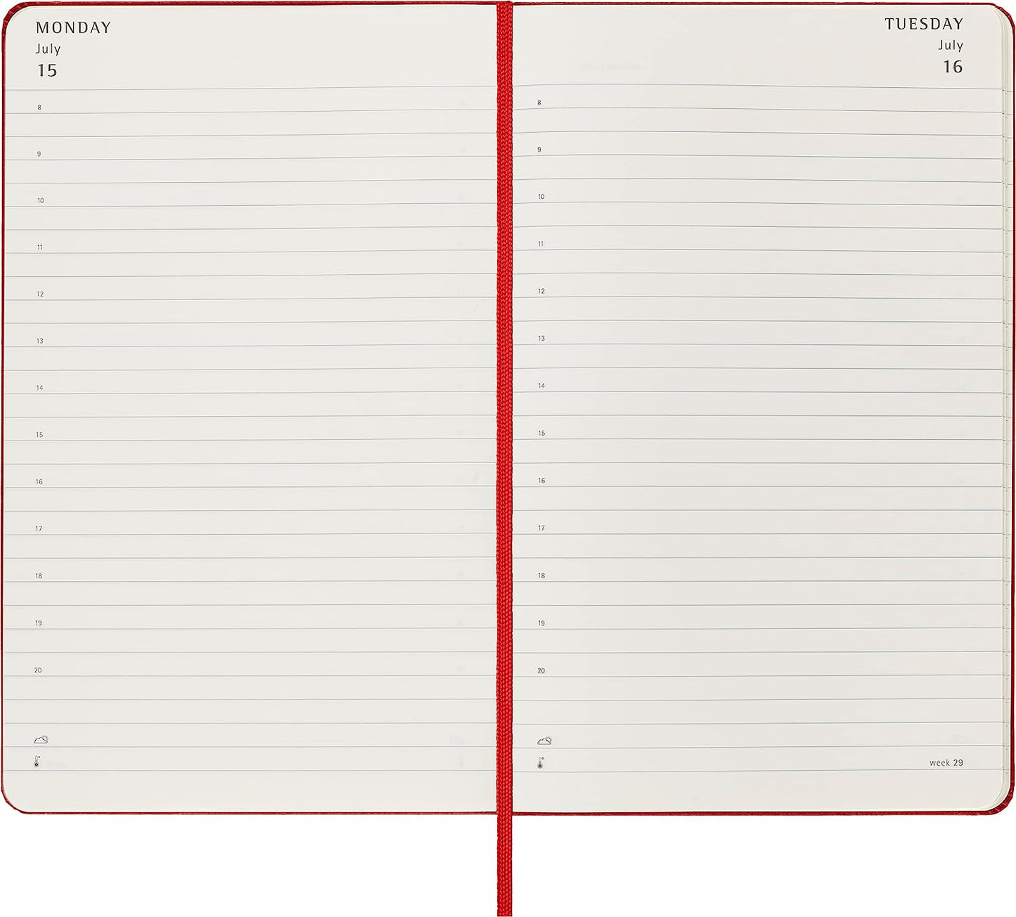 Moleskine Daily Agenda 12 Months 2024, Agenda 2024, Size Large 13x21, Hard Cover and Elastic Closure, Colour Scarlet Red Daily Hard Cover - Large Scarlet Red