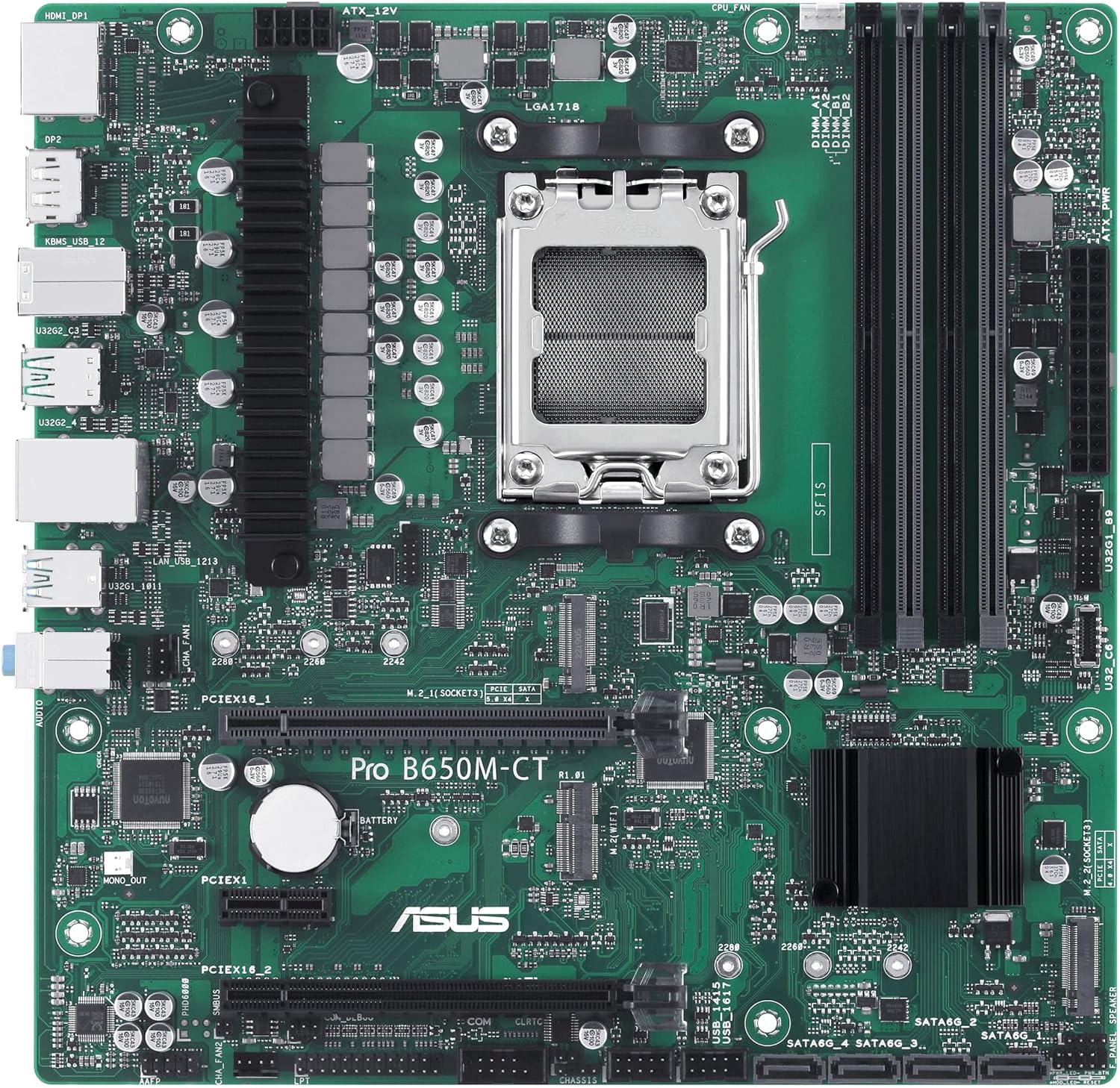 ASUS Pro B650M-CT-CSM Business Motherboard Socket AMD AM5 (Ryzen 7000, micro-ATX, DDR5 Memory, PCIe 5.0, USB 3.2 Gen 2, Commercial BIOS Kit