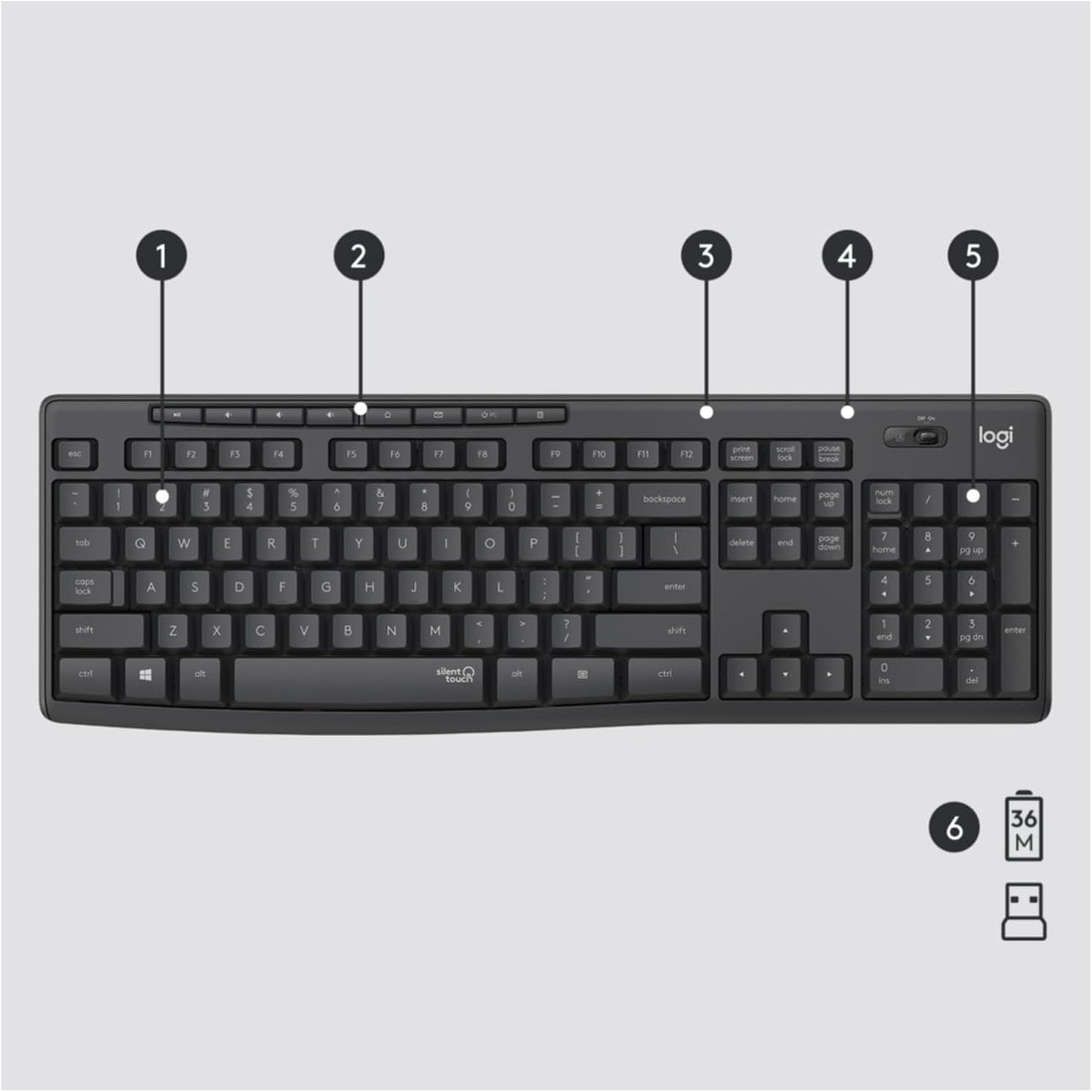 Logitech MK295 Silent Wireless Combo, QWERTY US International Layout - Grey