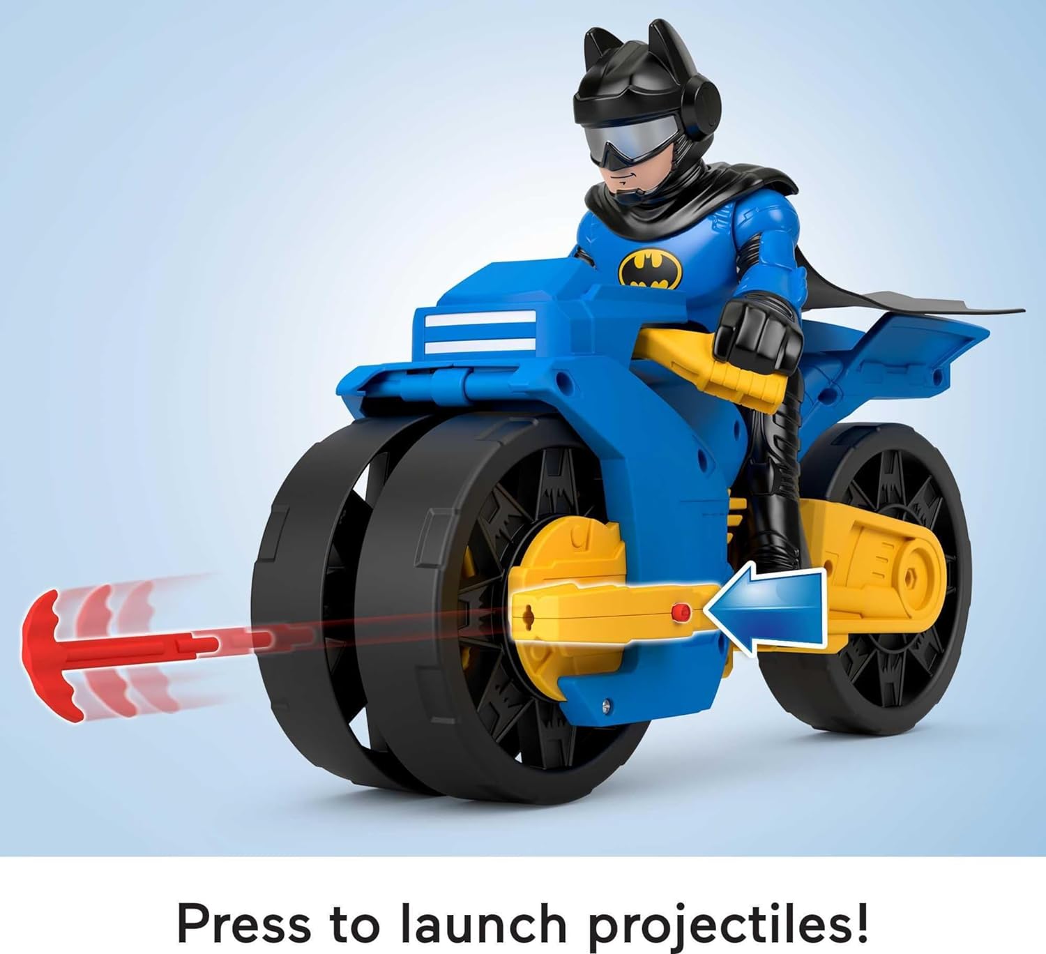 Imaginext DC Super Friends Batman Toys, XL Batcycle with Projectile Launcher and XL Batman Figure, Each 10 Inches, HNM32
