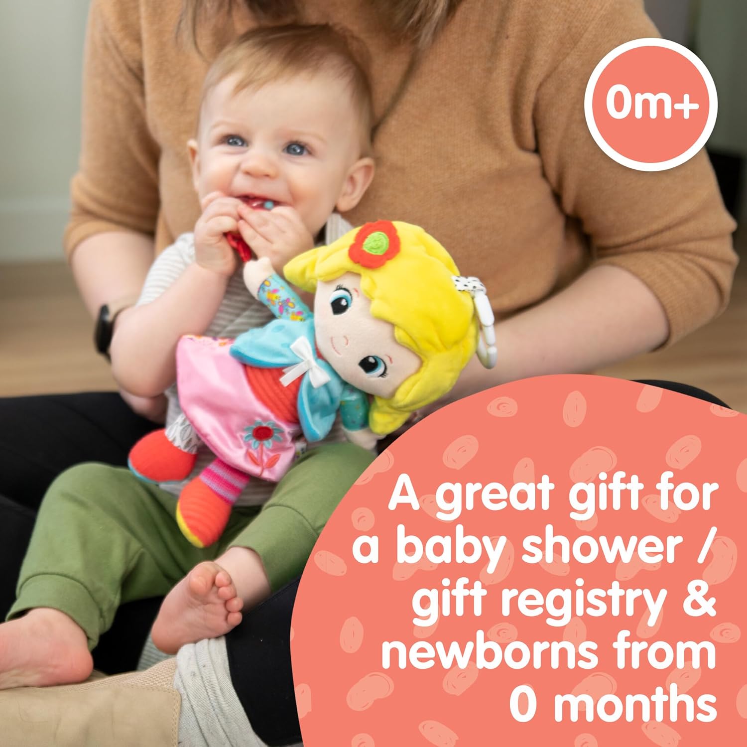LAMAZE My Friend Olivia - Clip & Go Pram Baby Toys 0-6 Months - Sensory Toys for Babies' Development - Soft Cuddly Dolls for Girls - Expertly Designed Newborn Toys - Baby Essentials for Newborn & Up