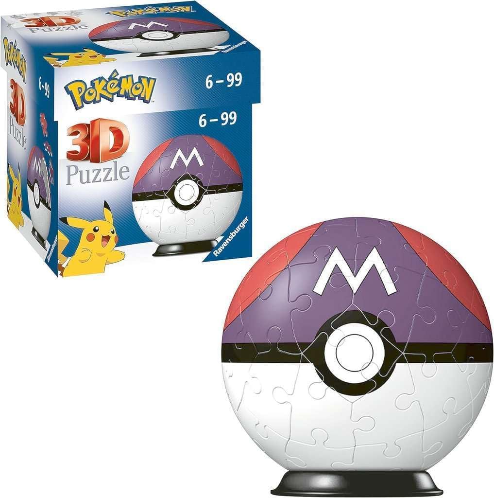 Ravensburger 3D Puzzle 11564 - Puzzle-Ball Pokémon Pokéballs - Meisterball - Master Ball - 54 Teile - für Pokémon Fans ab 6 Jahren