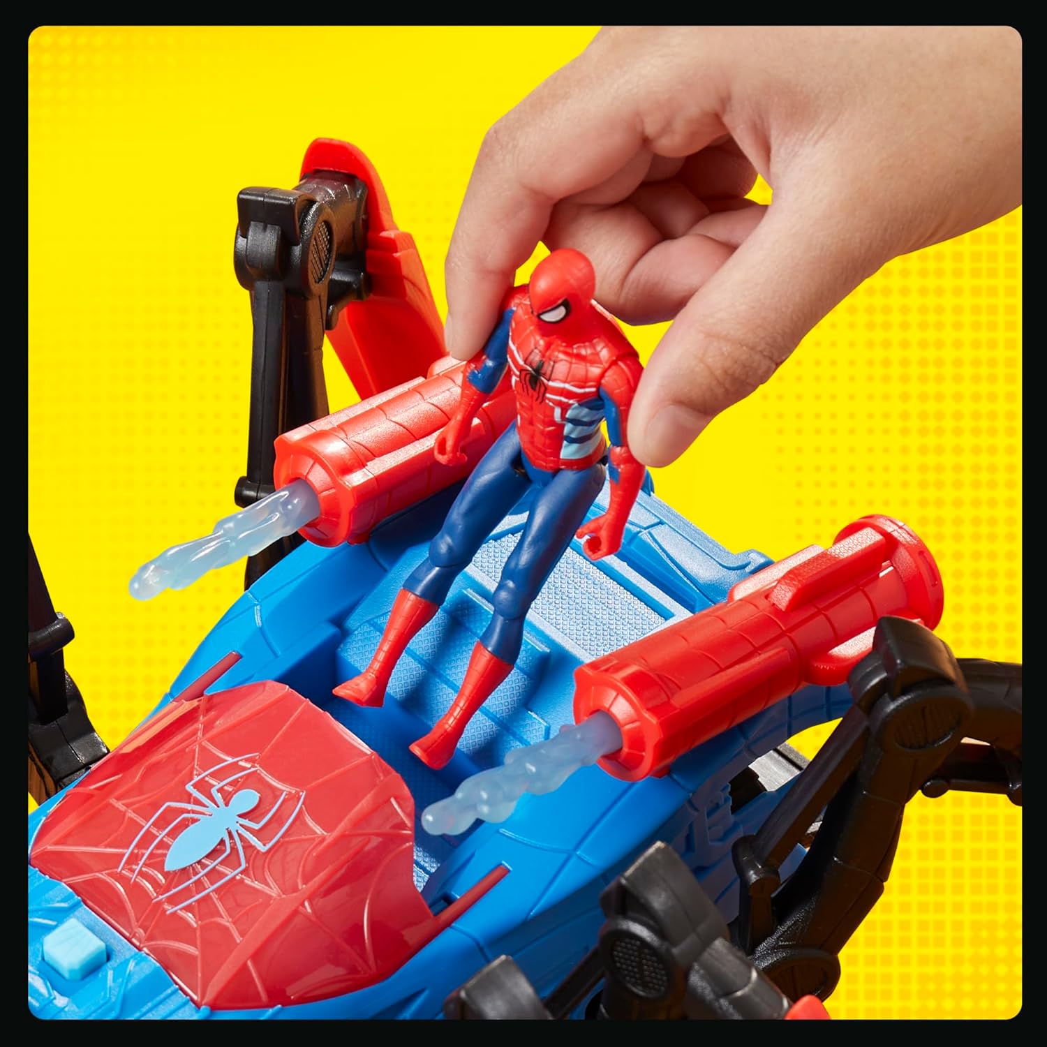 Spider-Man Marvel Krabbelspinne mit Wasserspritze, Superhelden-Spielzeug ab 4 Jahren, feuert Projektile und Wasser ab, Red
