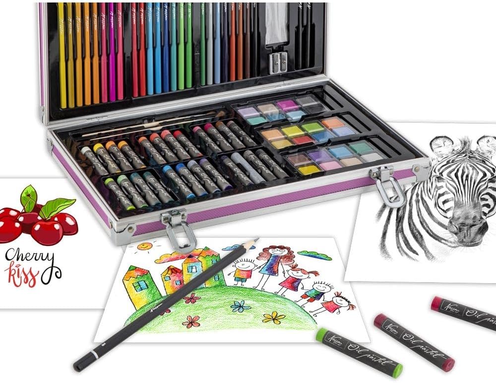 Nassau - Art set 79 pcs in metal box, purple - 36x23cm - (K-AR0926/GE)
