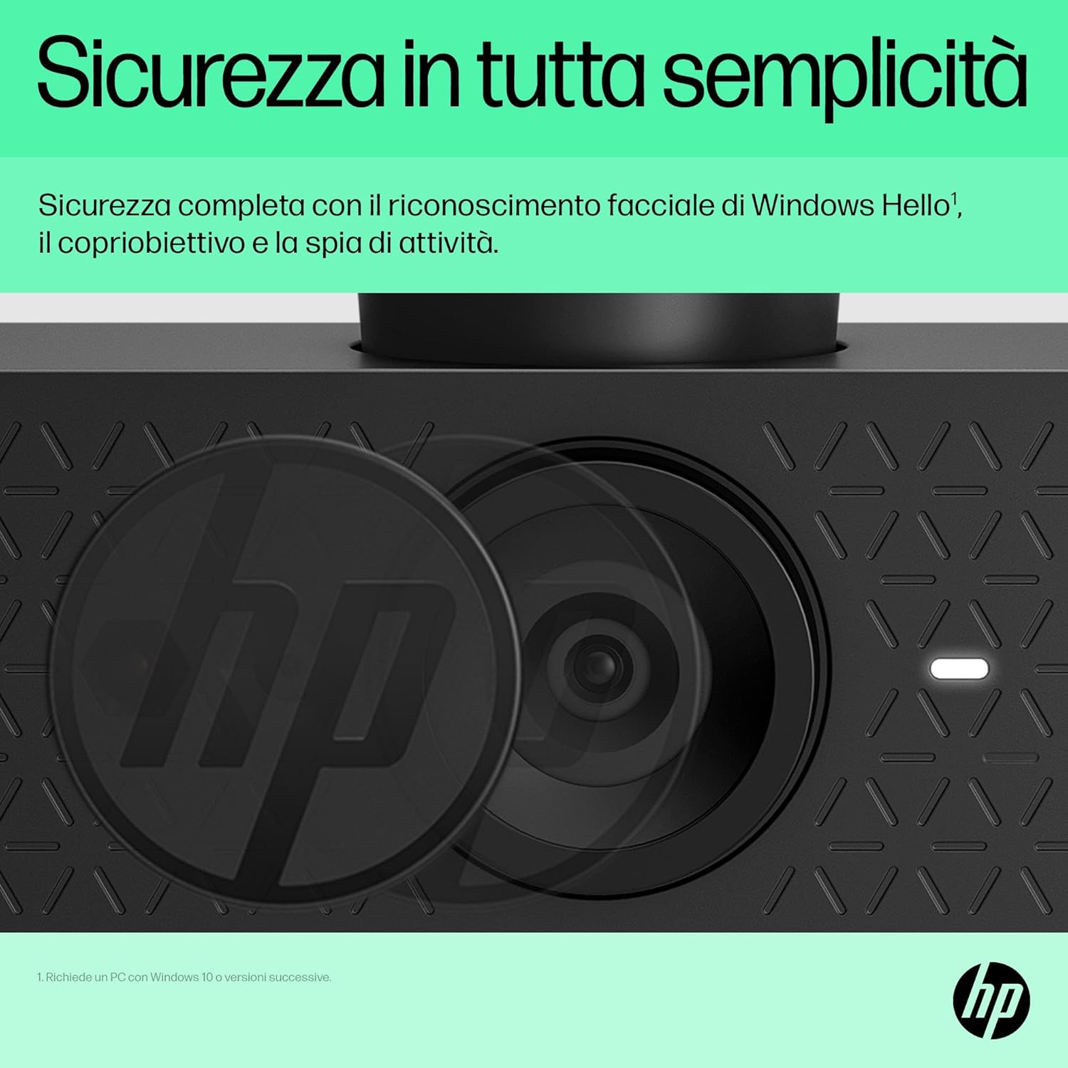 HP - PC 620 Webcam FHD 1080p, Automatic Focus, Digital Zoom, 360° Rotation, Adjustable Field of View, Automatic Color and Background Correction, Zoom Compatible, Privacy Cover, Black
