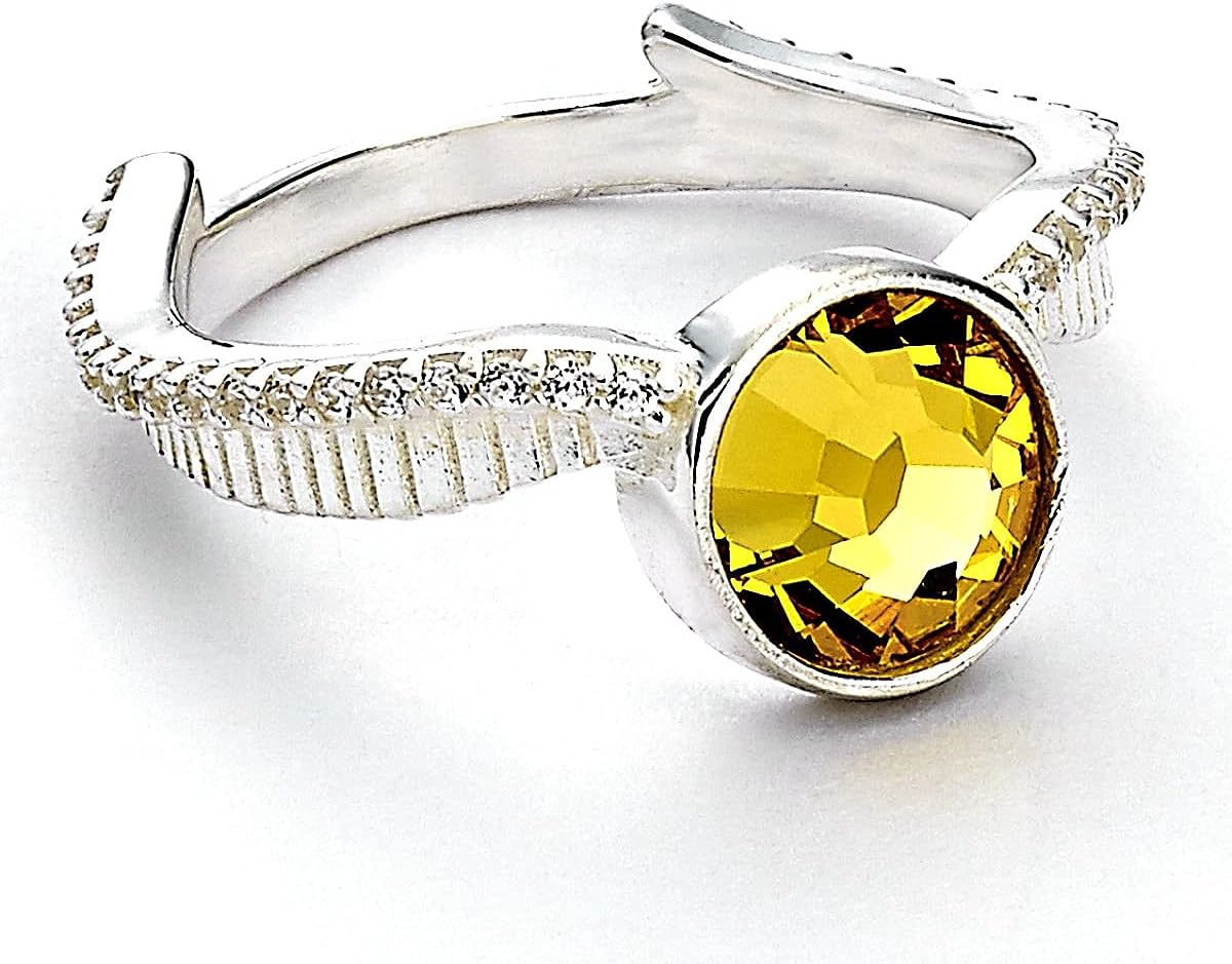 Harry Potter Official Sterling Silver Golden Snitch Crystal Ring (S) by The Carat Shop