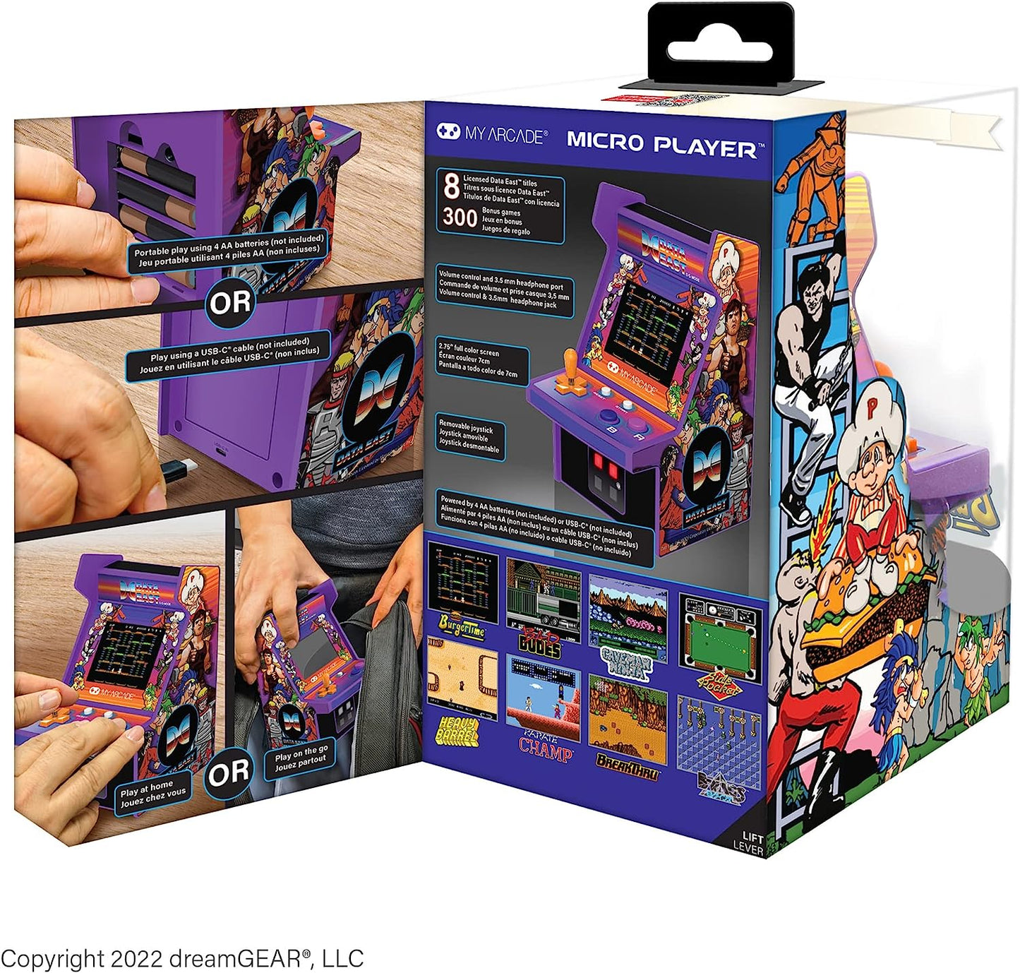 My Arcade Data East Hits Micro Player: 6.8" Fully Playable Mini Arcade Machine with 308 Games, 2.75" Display, Built-in Speakers