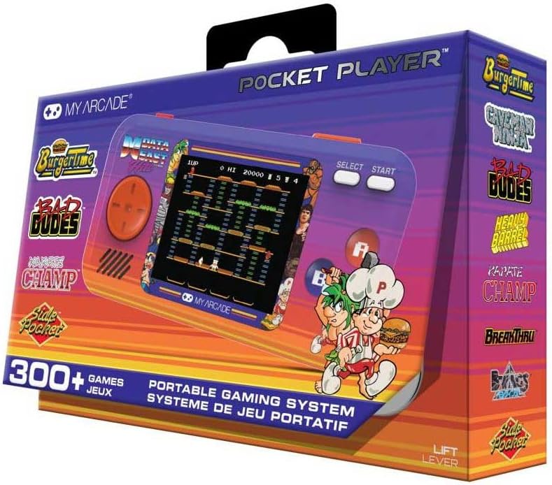My Arcade Data East Hits Mini Arcade Games Console - Pocket Player Table Top Arcade Machine, Portable Handheld Game, Retro Gaming Console, Mini Retro Games Machines for Kids & Adults