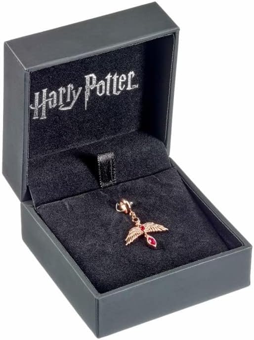 Harry Potter Sterling Silver Fawkes Rose Gold Plated Slider Charm with Crystals