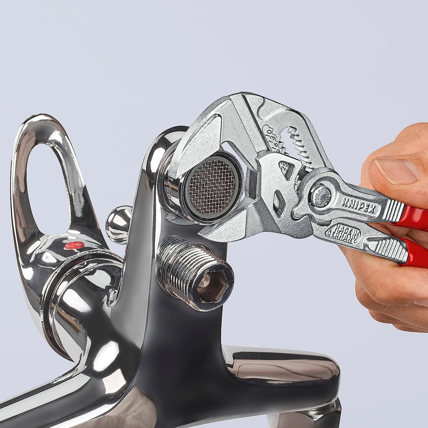 Knipex Pliers Wrench pliers and a wrench in a single tool chrome-plated, plastic coated 180 mm 86 03 180