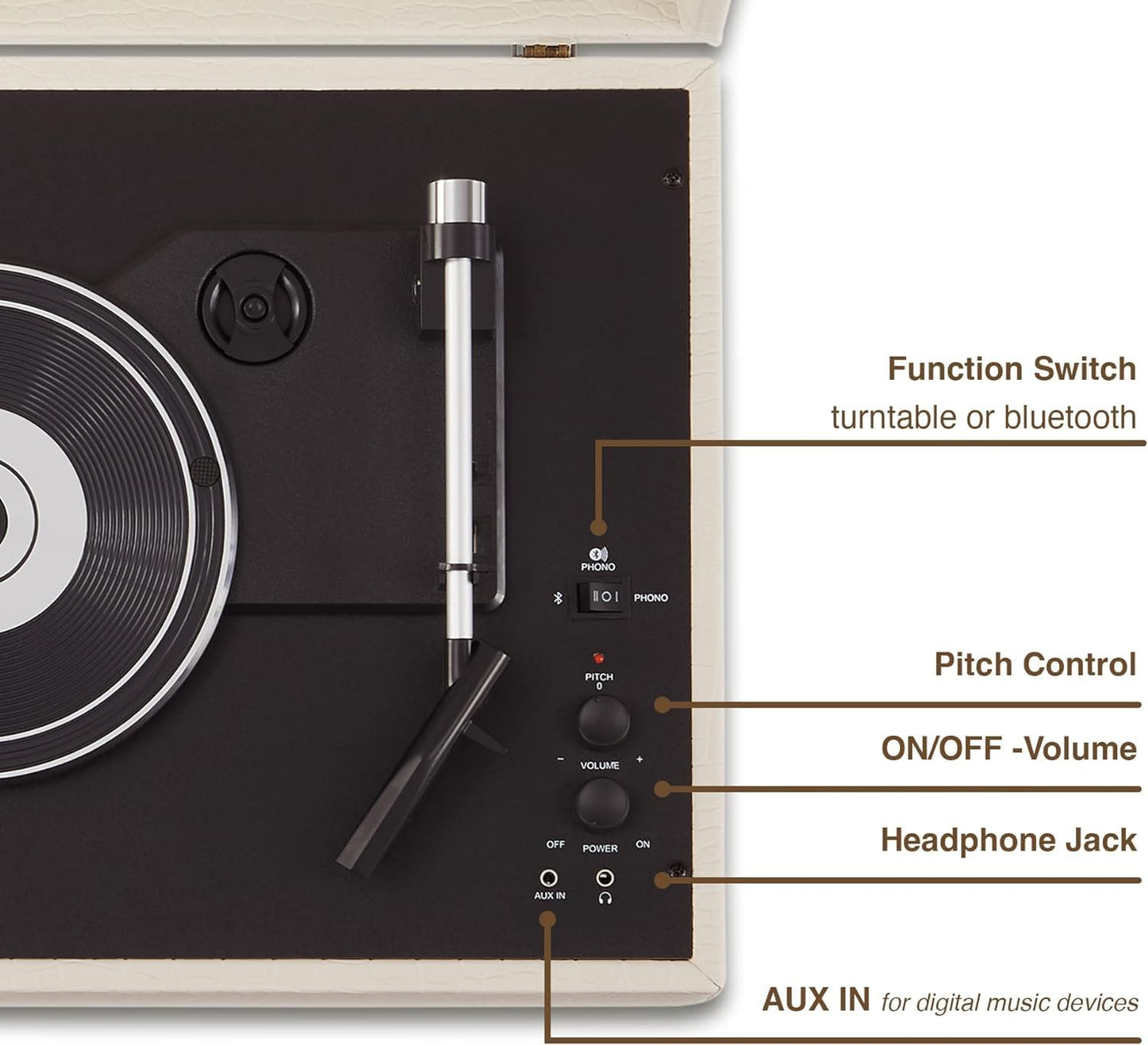 Crosley Mercury - Cream Croc - Golden Hardware + Np15 + Bluetooth
