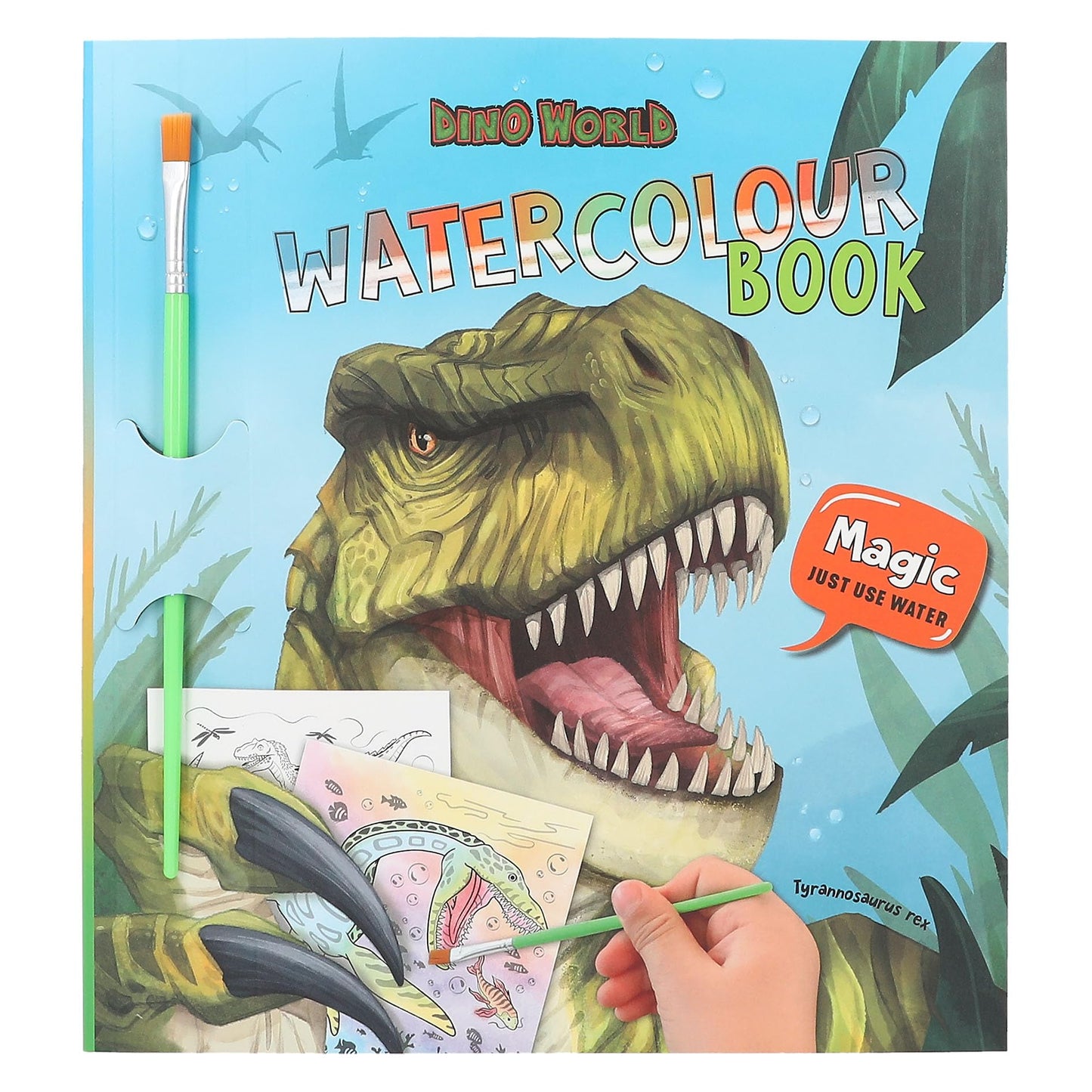 Depesche 12578 Dino World - Libro de Acuarelas, Libro para Colorear Incl. Pincel y 15 Motivos de Caballos para Pintar con Agua