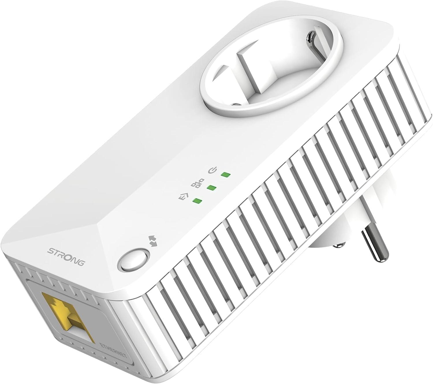 STRONG PLWF600TRIEUV2 Kit 3 pezzi powerline 600 Wifi con Connessione Wifi e LAN AV600Mbps e Wi-Fi 300Mbps, Homeplug AV2, Porte Ethernet, Plug & Play, Compatibile con Router e Modem