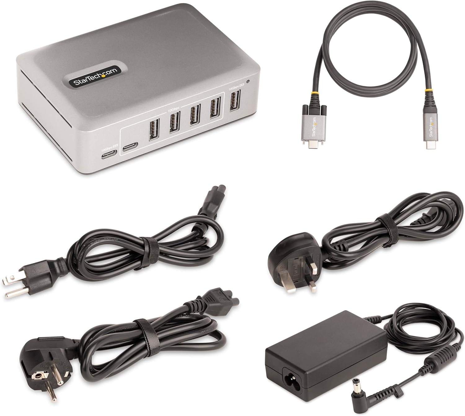 StarTech.com 7-Port USB-C Hub - 5x USB-A/2x USB-C - Self-Powered w/65W Power Supply - USB 3.1 10Gbps - Desktop/Laptop USB Hub w/3ft USB-IF Certified Locking Cable - USB C Splitter (10G5A2CS-USB-C-HUB