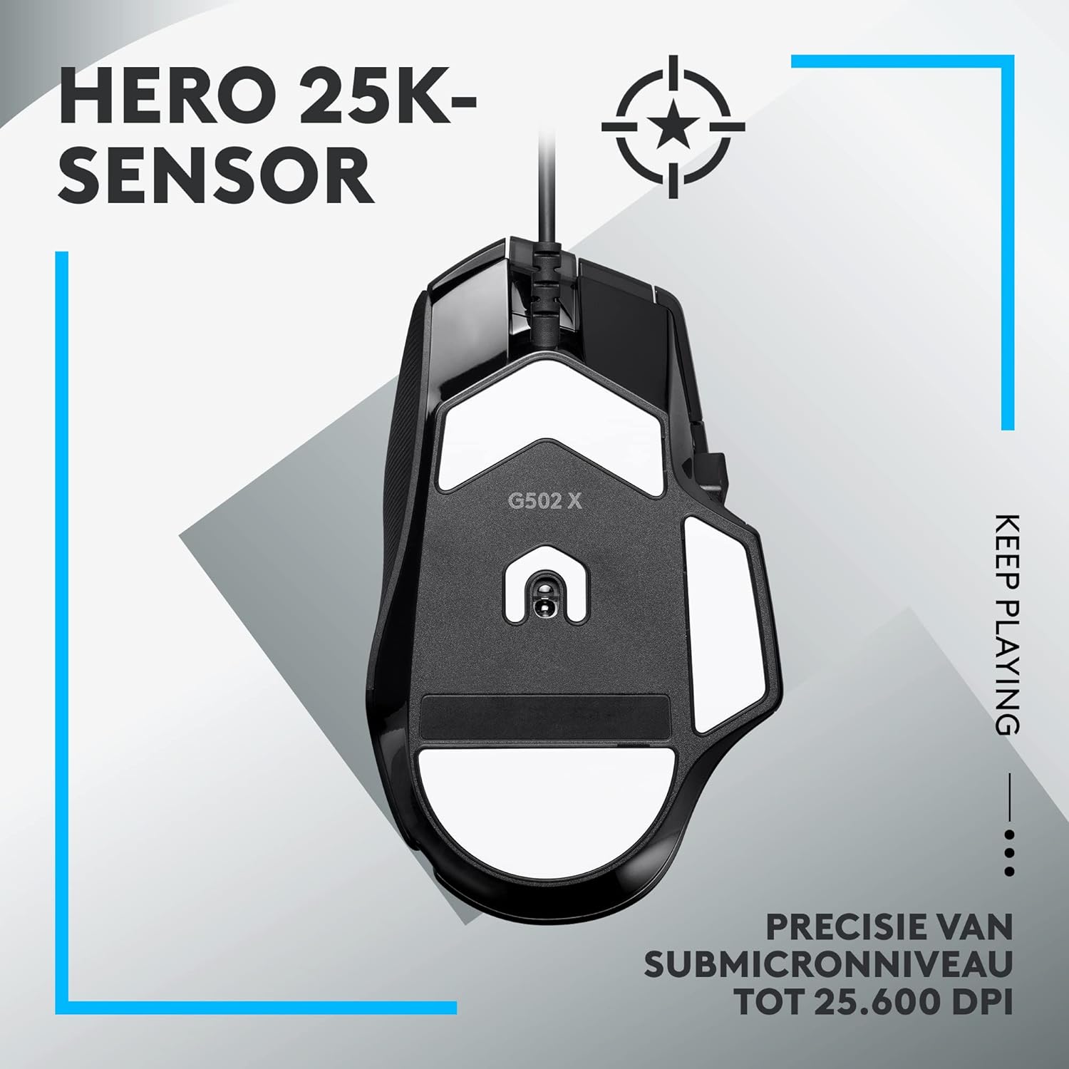 Logitech G G502 X Wired Gaming Mouse - LIGHTFORCE hybrid optical-mechanical primary switches, HERO 25K gaming sensor, compatible with PC - macOS/Windows