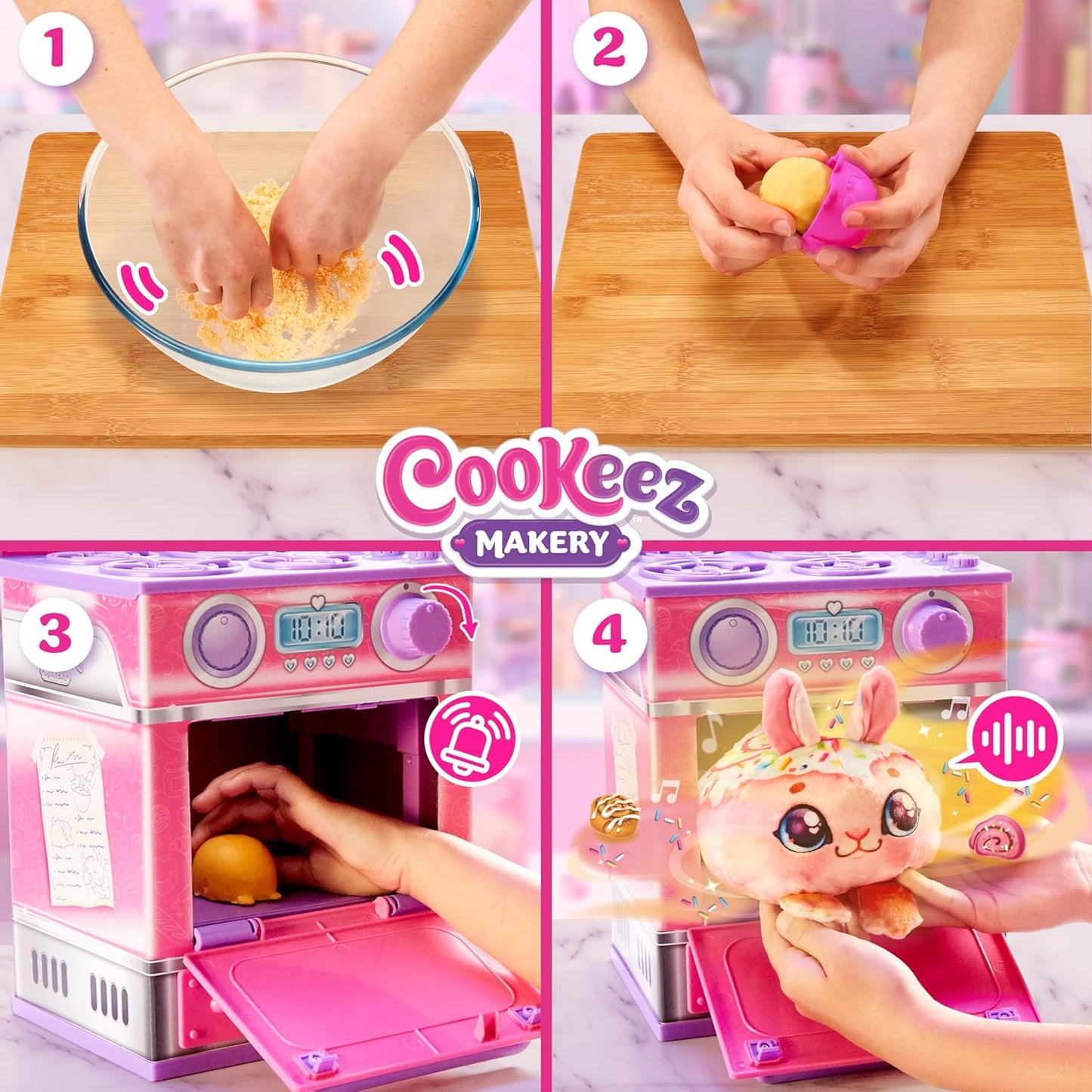 Cookeez Makery Cinnamon Treatz Oven, Mix & Make a plush best friend! Place your Dough In The Oven And Be Amazed When A Warm, Scented, Interactive, Plush Friend Comes Out!