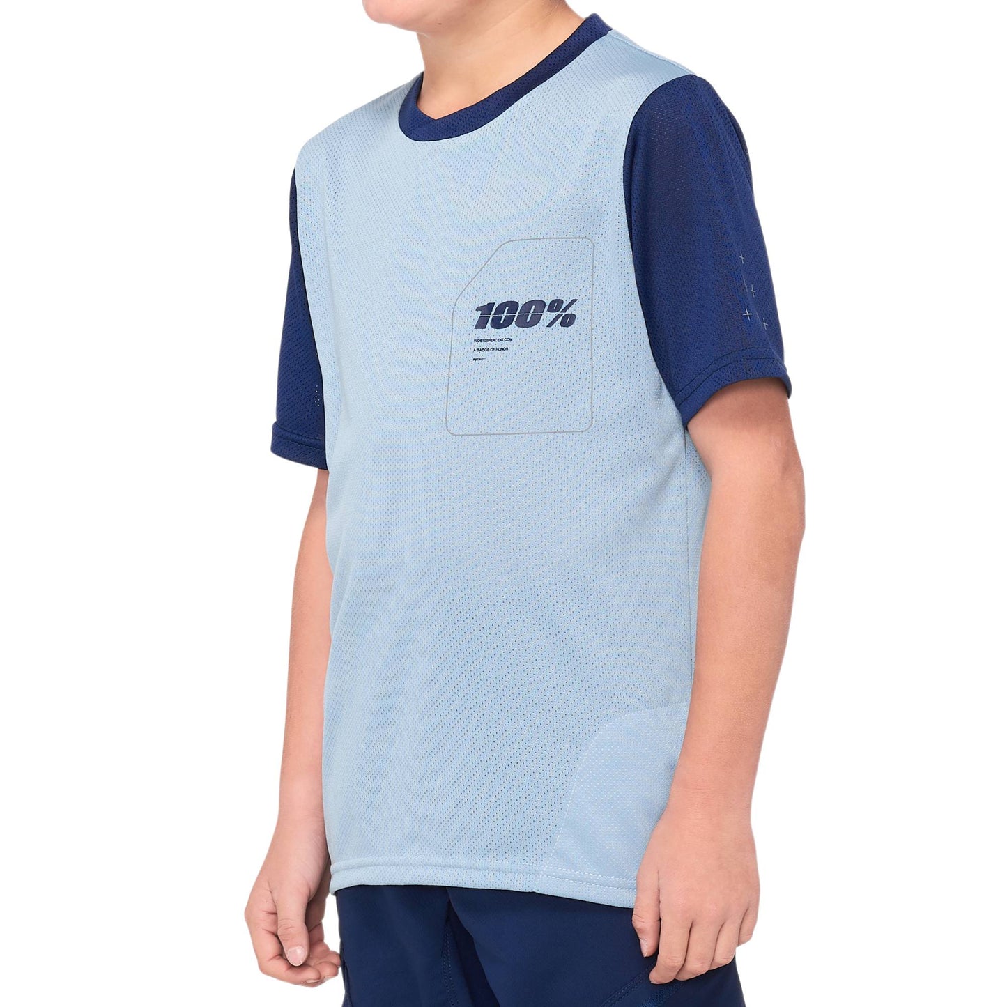 100% Ridecamp Jugend Kurzarm Fahrrad Jersey (Blue/Light Blue,M
