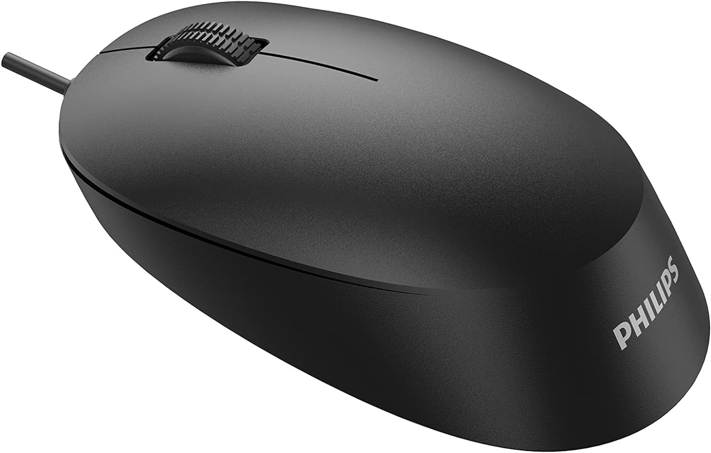 PHILIPS SPK7207B wired mouse - USB 2.0 connection, ergonomic design and 1,200 DPI sensor, quiet clicks, for left and right-handed users, compatible with PC, Mac, laptop, black