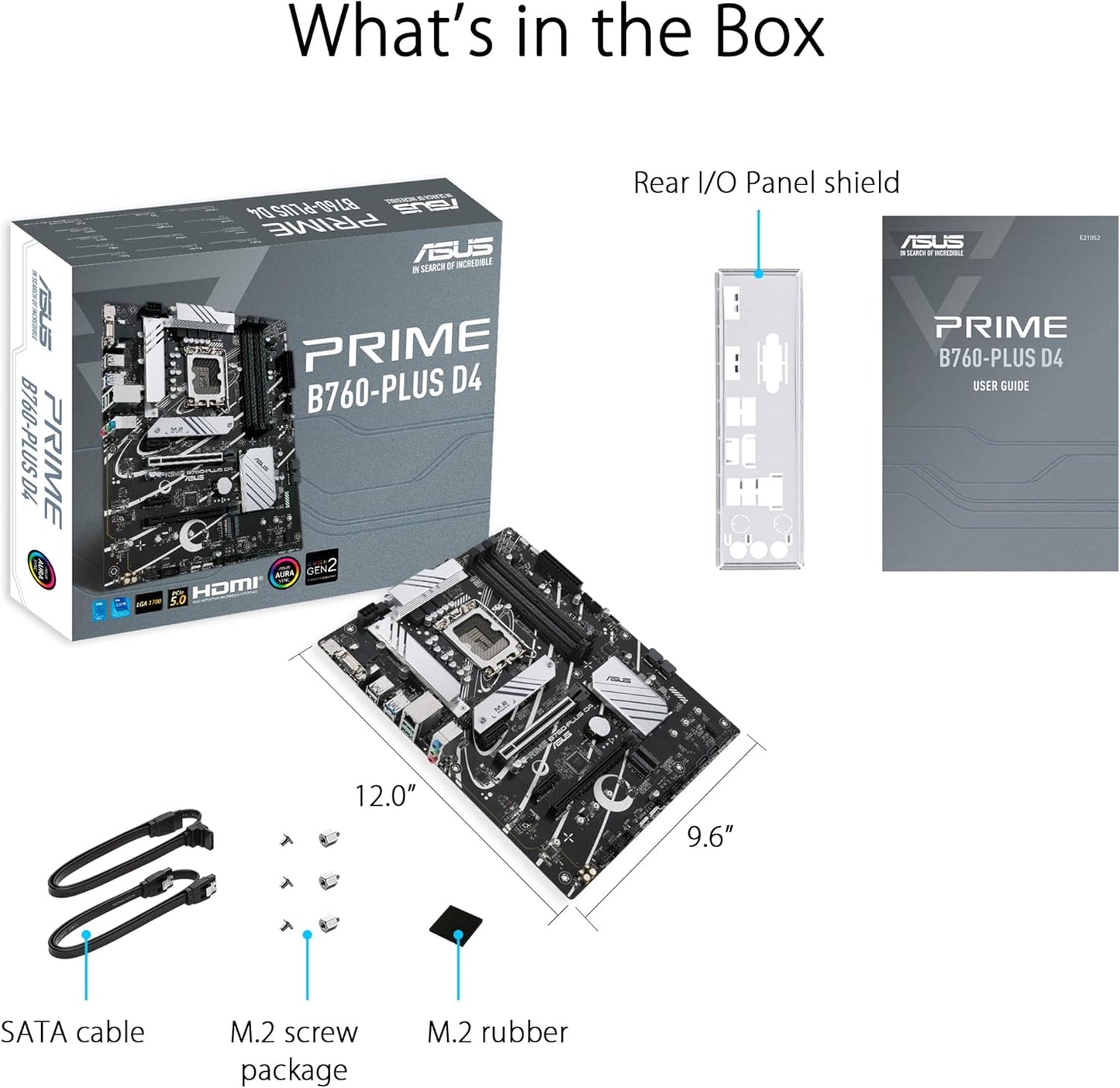 ASUS Prime B760-PLUS D4, an Intel B760 LGA 1700 ATX motherboard with PCIe 5.0, three PCIe 4.0 M.2 slots, DDR4, Realtek 2.5Gb Ethernet, DisplayPort, VGA, HDMI, SATA 6 Gbps, USB 3.2 Gen 2x2 Type-C