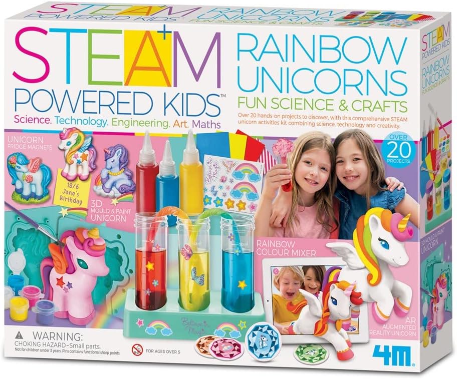 4M Stem-aangedreven kinderen, regenboog-eenhoorns, gigantische eenhoorn, kunst en handwerk, set & STEM-projecten, kinderen vanaf 5 jaar, roze