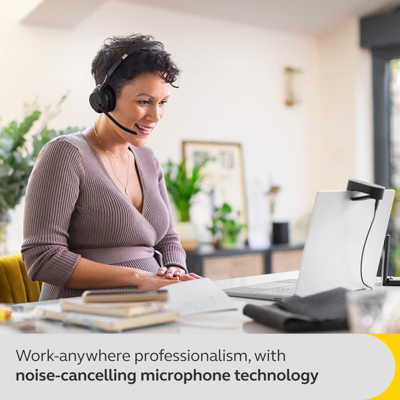 Jabra Evolve2 55 Stereo Wireless Headset with Charging Stand, Jabra Air Comfort Technology, Noise-cancelling Mics, and ANC - Works with UC Platforms such as Zoom and Google Meet - Black