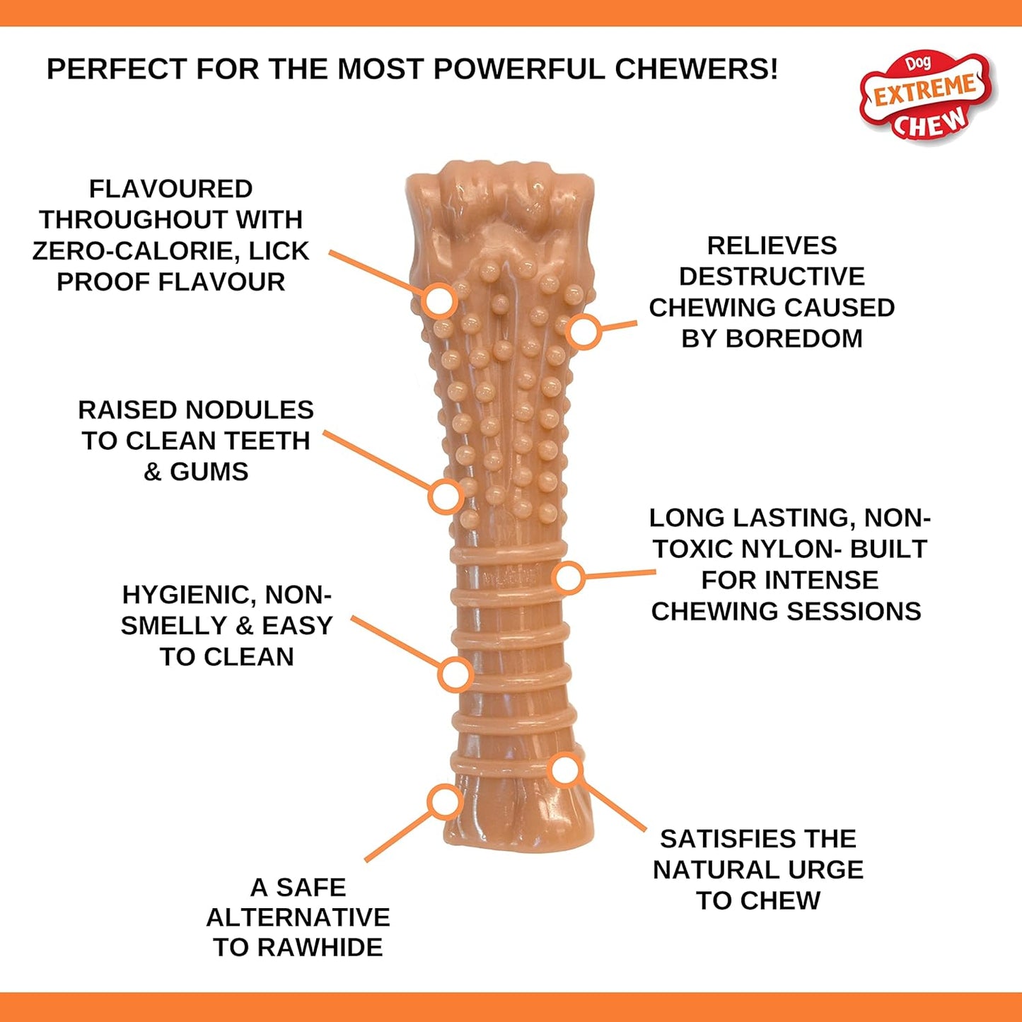 Nylabone Dura Chew Extreme Tough Dog Chew Toy Bone, Bacon Flavour, XL, for Dogs over 23 kg