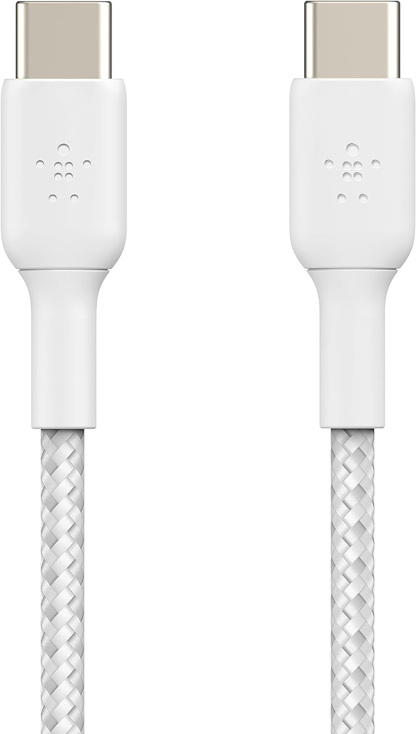 Belkin BoostCharge braided USB C to fast charger cable, USB type C charger cable fast charging for iPhone 15, Samsung Galaxy S23, Google Pixel, iPad, MacBook, Nintendo and more - 1m