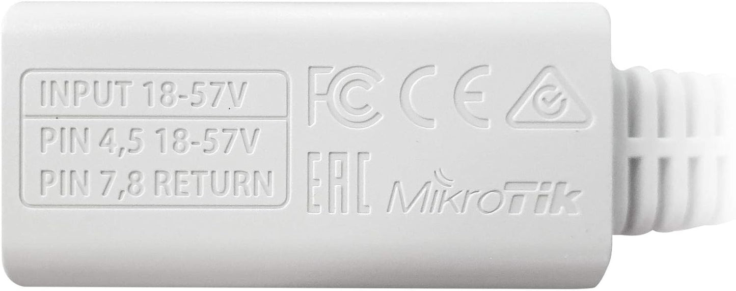 Mikrotik RBGPOE 48V Gigabit Ethernet PoE Adapter and Injector - PoE Adapter/Injector (Gigabit Ethernet, 10,100,1000 Mbit/s, 48 V, 2 A, 1 Piece