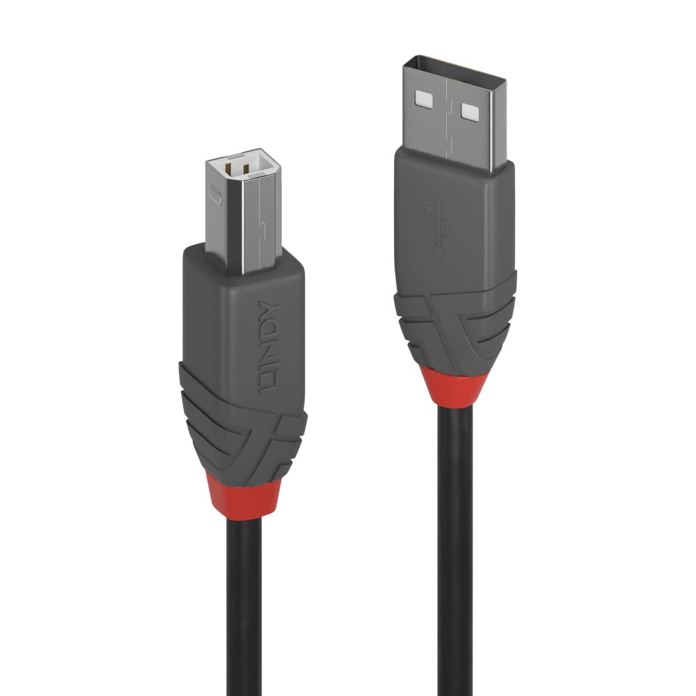 Lindy 0.2m USB 2.0 Printer Cable, USB-A to USB-B Cable ,Scanner and Printer cable for HP, Canon, Dell, Epson, Brother, Electric Piano, Anthra line