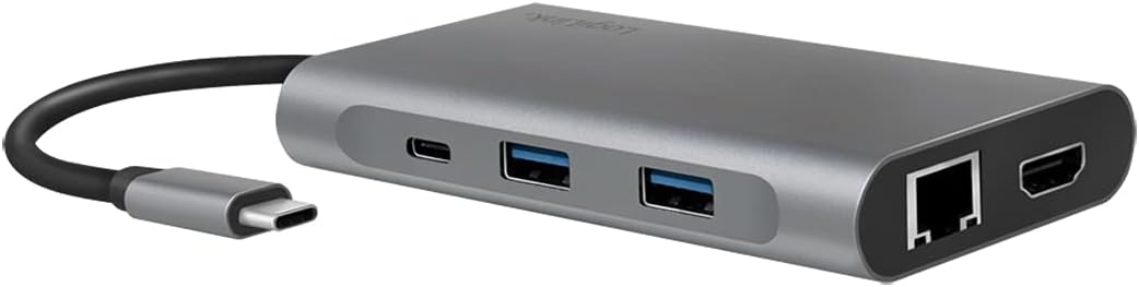 LogiLink UA0382 - USB 3.2 (Gen 1) Docking Station with 8 Ports and PD (Power Delivery) 100 W, 1 x USB-C (PD) / 2 x USB 3.0/2 x USB 2.0/1 x HDMI / 1 x DisplayPort / 1 x RJ45 / Silver