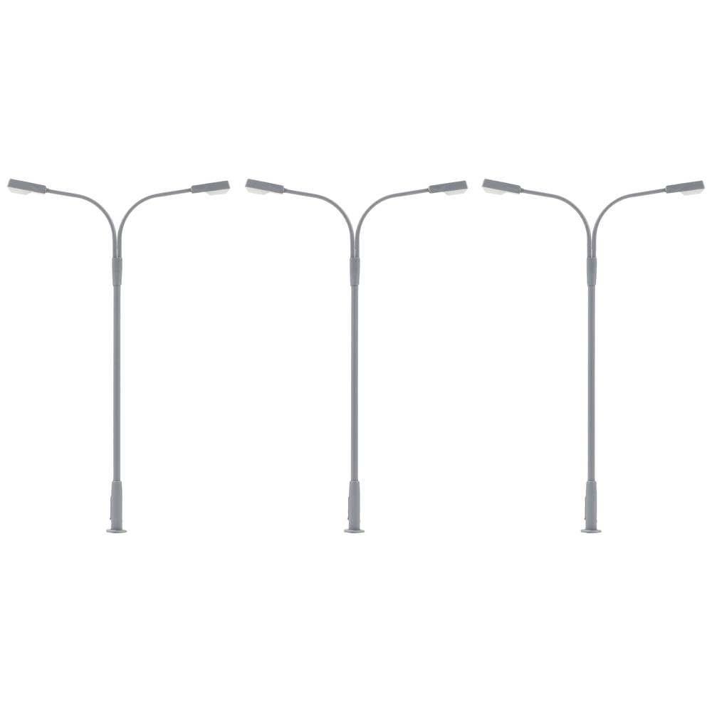 Faller - 1/87 Led-lantaarnpaal 2 Armen Koud Wit 3 Stuks (7/23) *